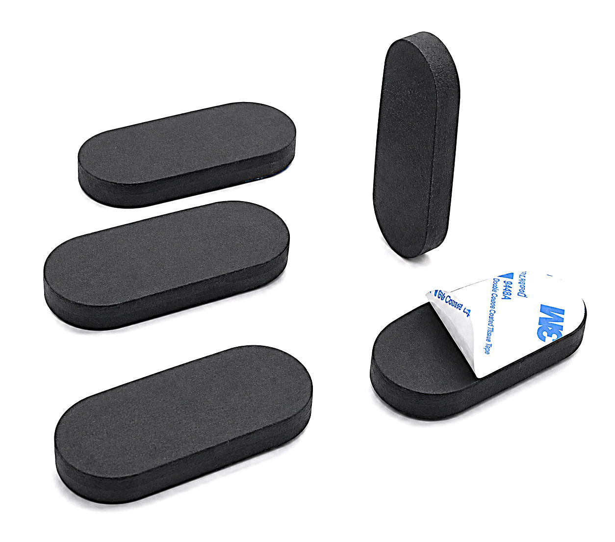 3/4" x 2" x 3/16" Thick Peel & Stick Oval Silicone Rubber Feet Non Slip Pads