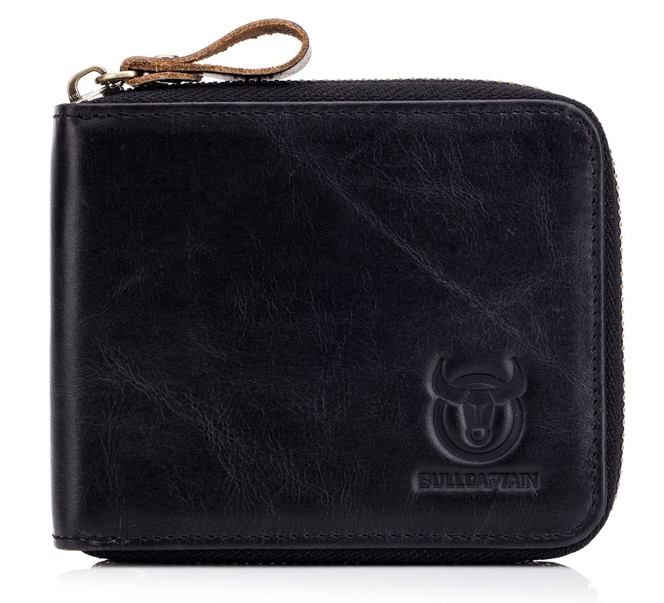 Men Genuine Leather Zipper Wallet RFID Blocking Bifold Wallets ID Window Cred...