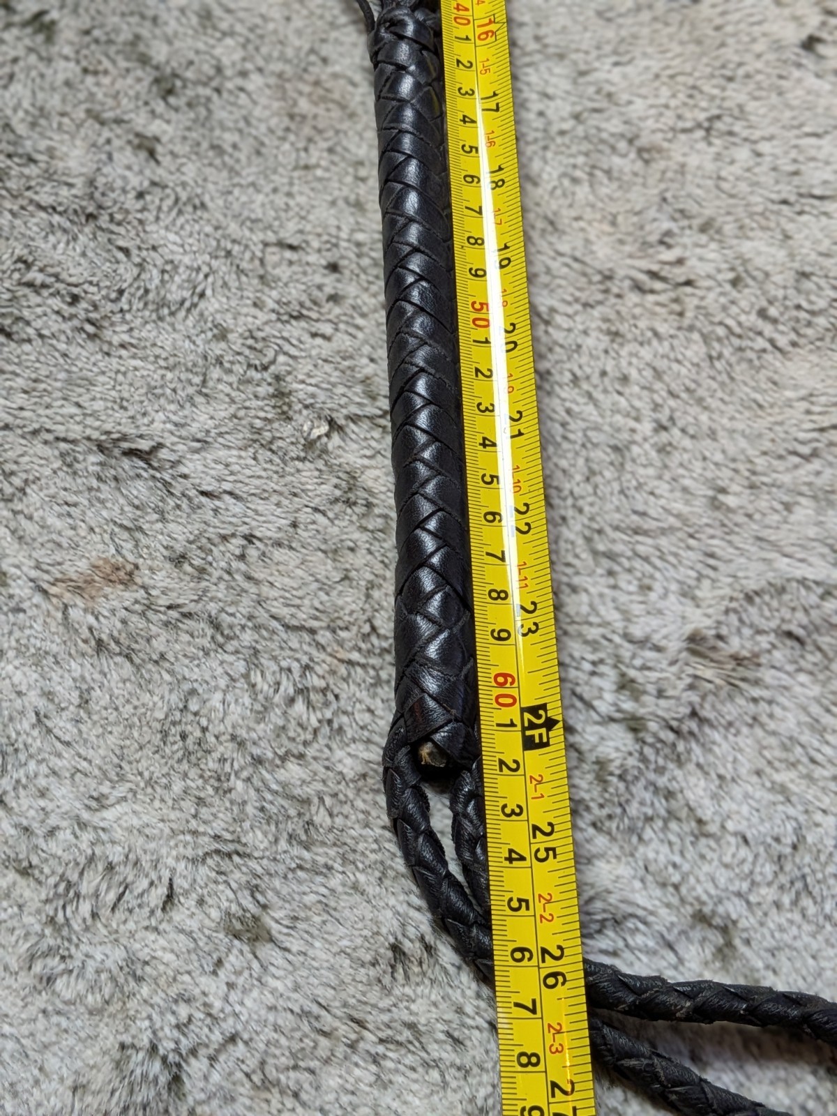 Handmade Braided Leather Whip Black Durable Western Style