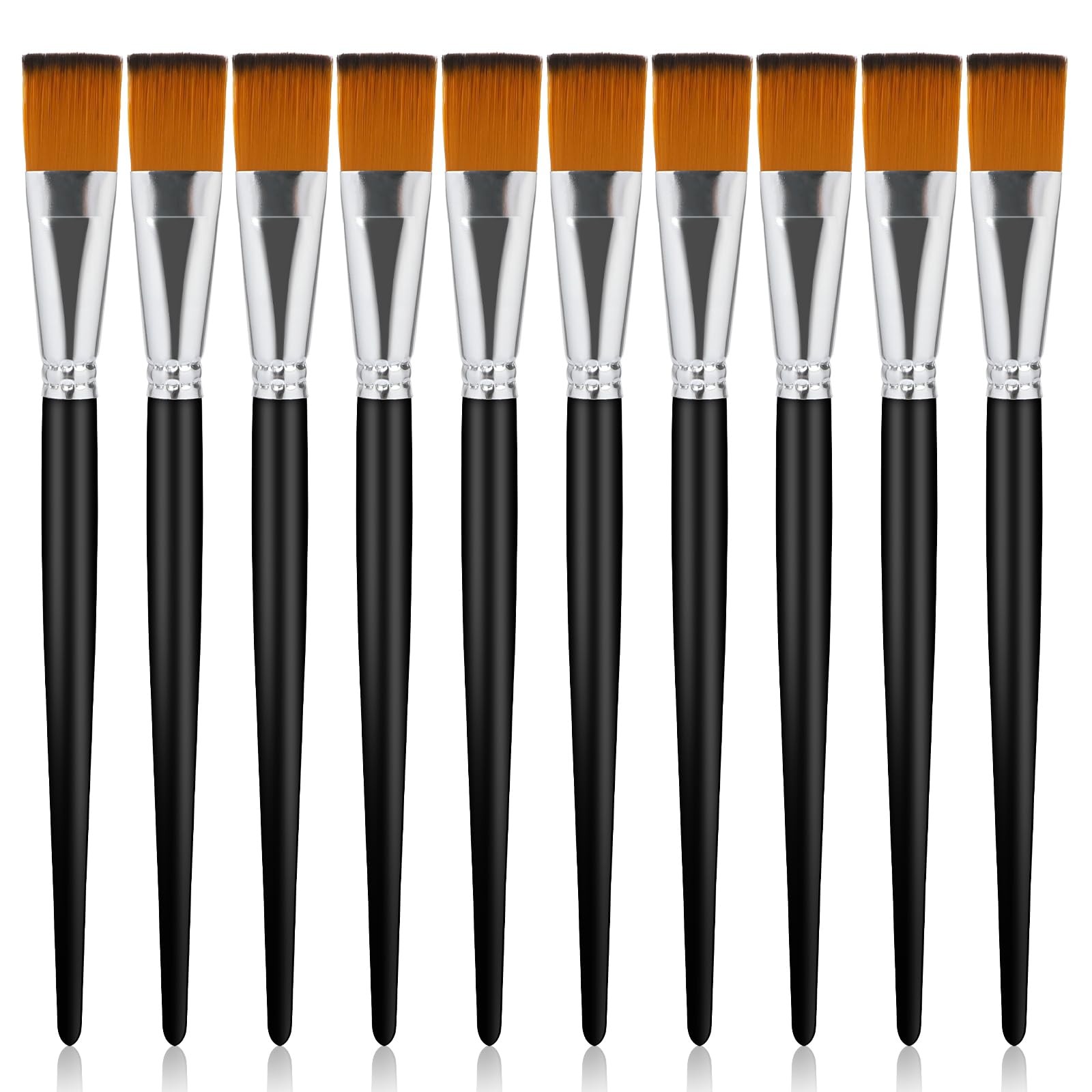 10 Pcs Flat Paint Brushes 1 Inch Acrylic Paint Brush Artist Craft Painting Brush