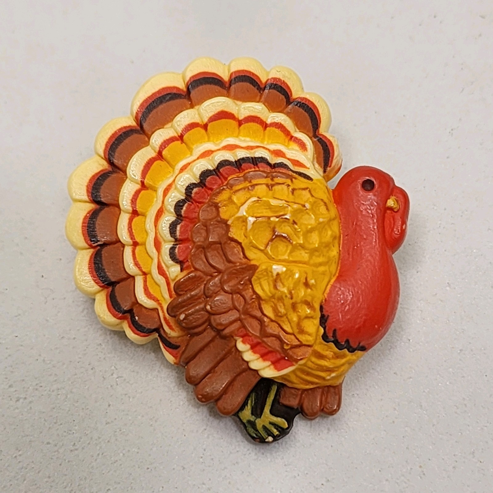 Vintage Hallmark Lapel Pin Thanksgiving Turkey Plastic Brooch 1980s