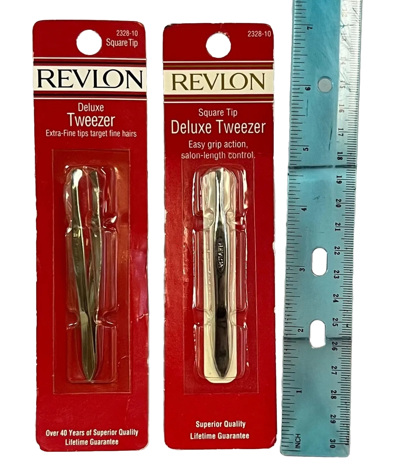 2 Revlon Deluxe Square Tip Tweezer 2328-10 MADE IN USA  Please Read Below