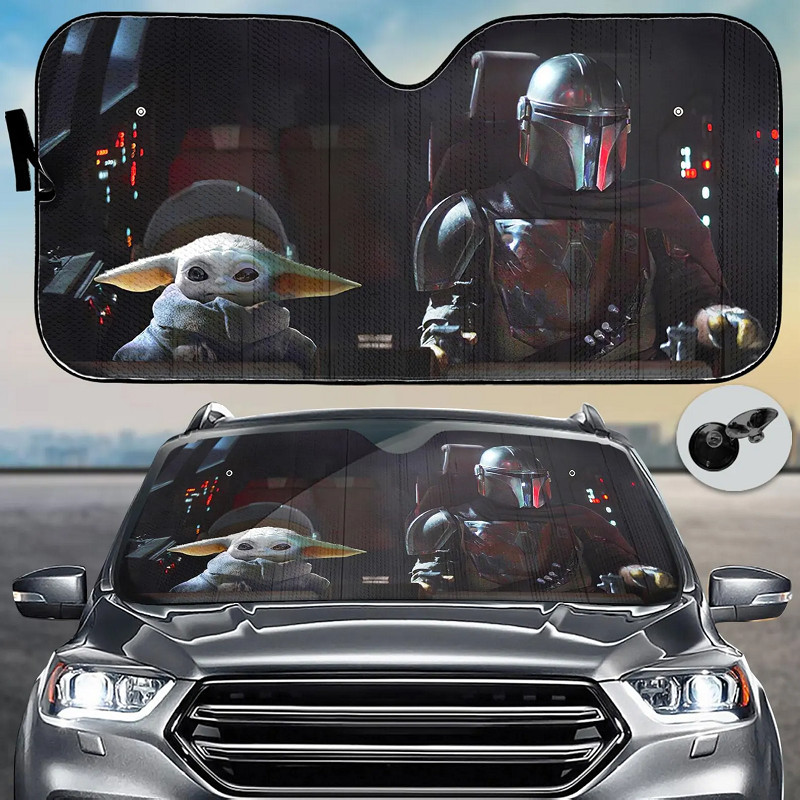 Mandalorian Car Sunshade, Baby Yoda Car Sunshade, Movie Theme Auto Sun Shade