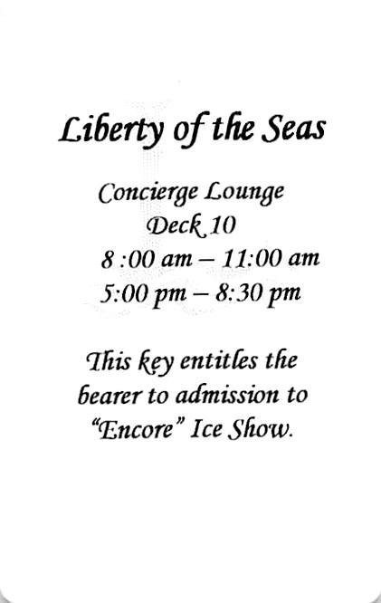 Royal Caribbean Cruise Line - Liberty of the Seas - Concierge Lounge Key Card