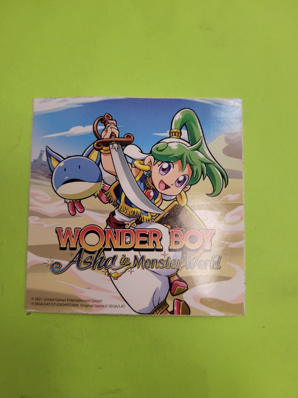 WONDER BOY ASHA IN MONSTER WORLD CLOCKWORK AQUARIO SEGA STRICTLY LIMITED STICKER