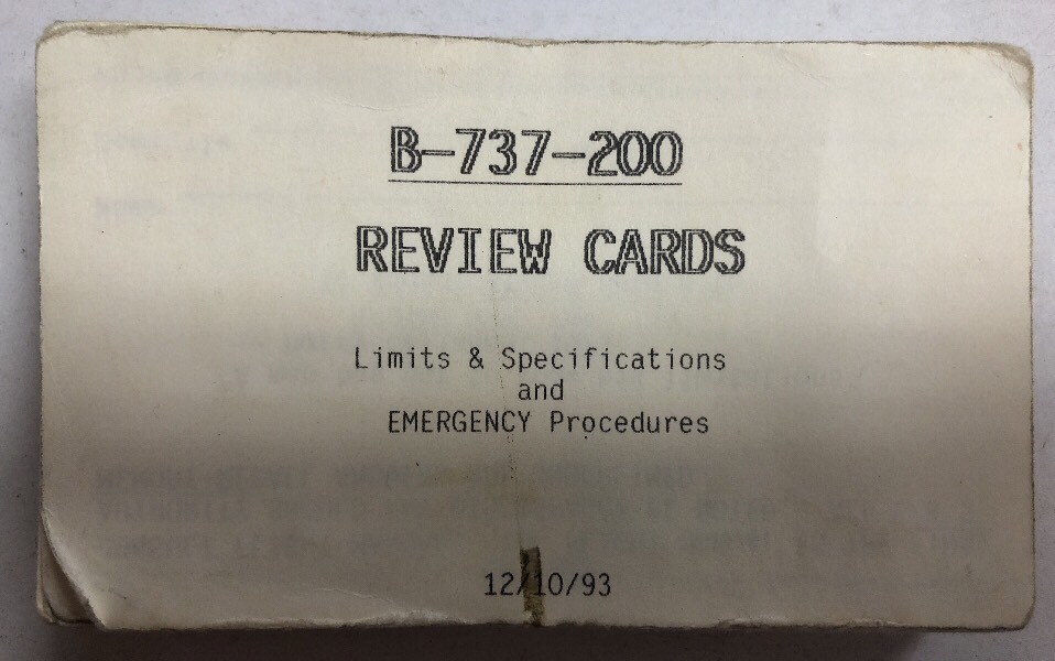 Boeing 737-200 100 Review Cards (Flash Cards) Aircraft Ops and Systems.
