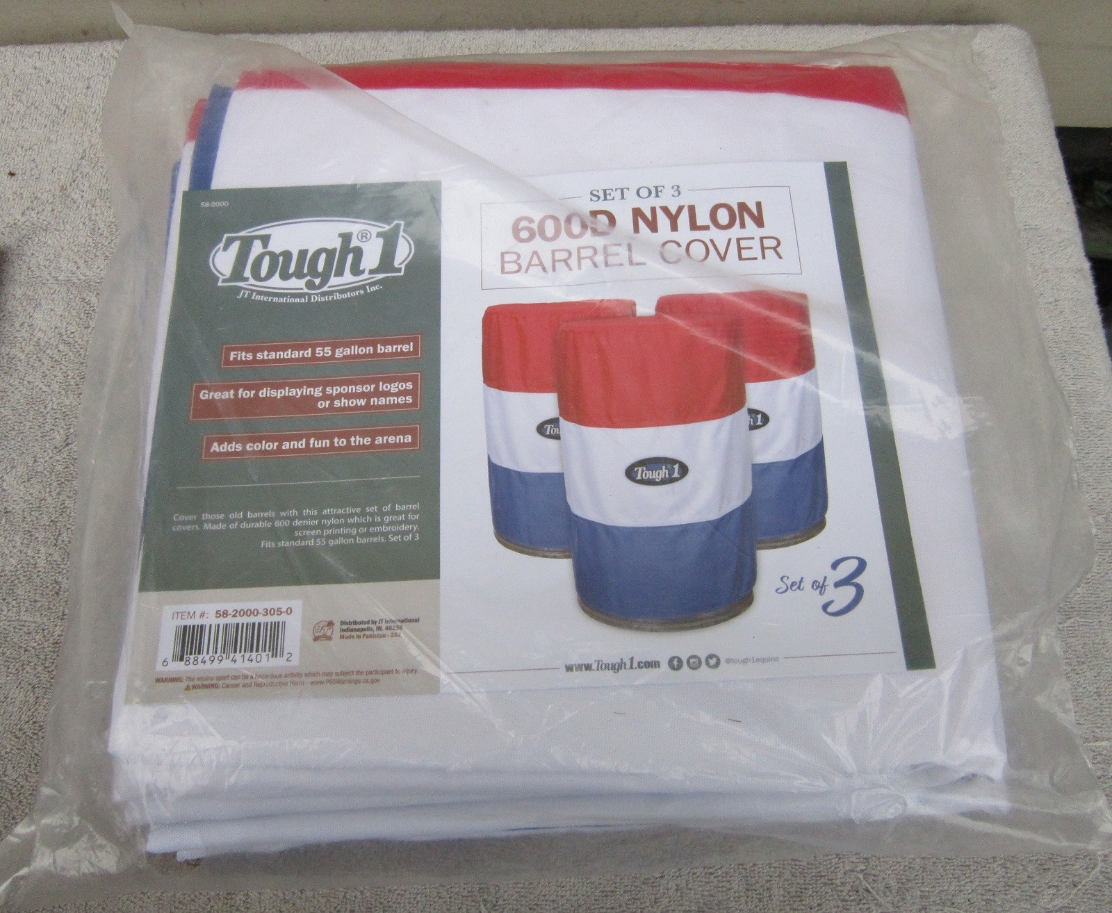 Tough 1 - 600D NYLON 55-gal drum BARREL COVERS Set of 3 RED, WHITE, & BLUE New
