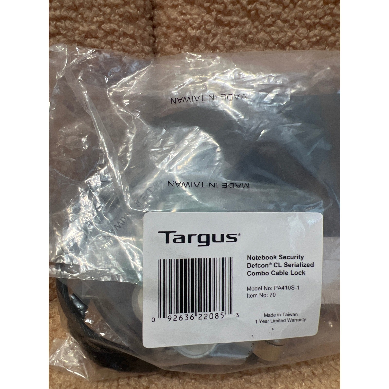 Targus Defcon CL Serialized Combination Cable Lock Notebook Security PA410S-1