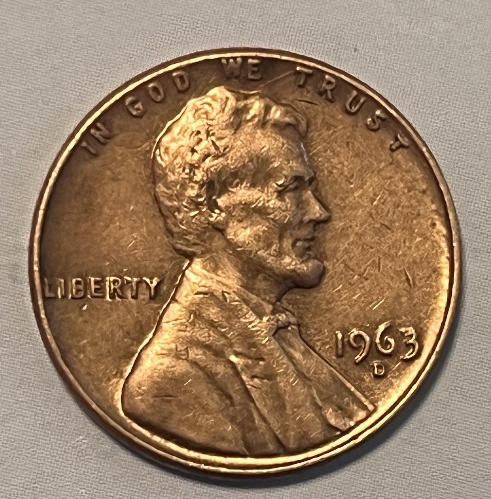 1963-D Lincoln Memorial Cent Penny, DDO Obverse