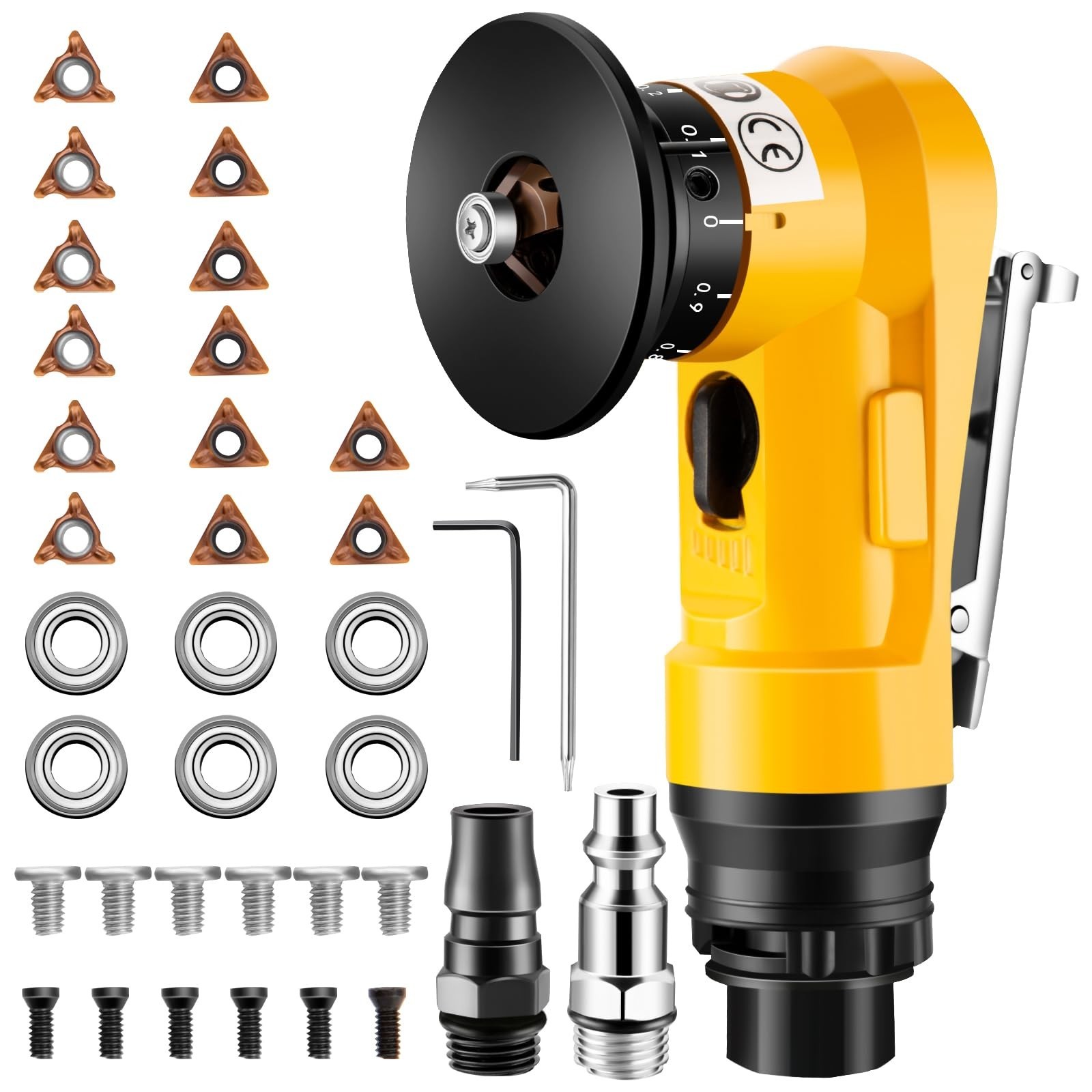 Pneumatic Chamfering Tool, 30000 RPM Air Chamfer Tool with 6 Bearings & Compl...