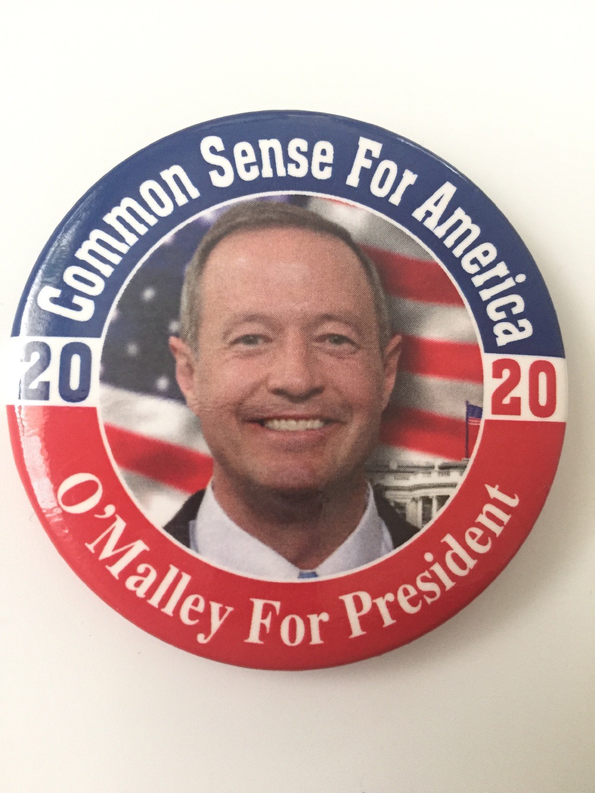 2020 Governor Martin O'Malley for President Button "Common Sense for America"
