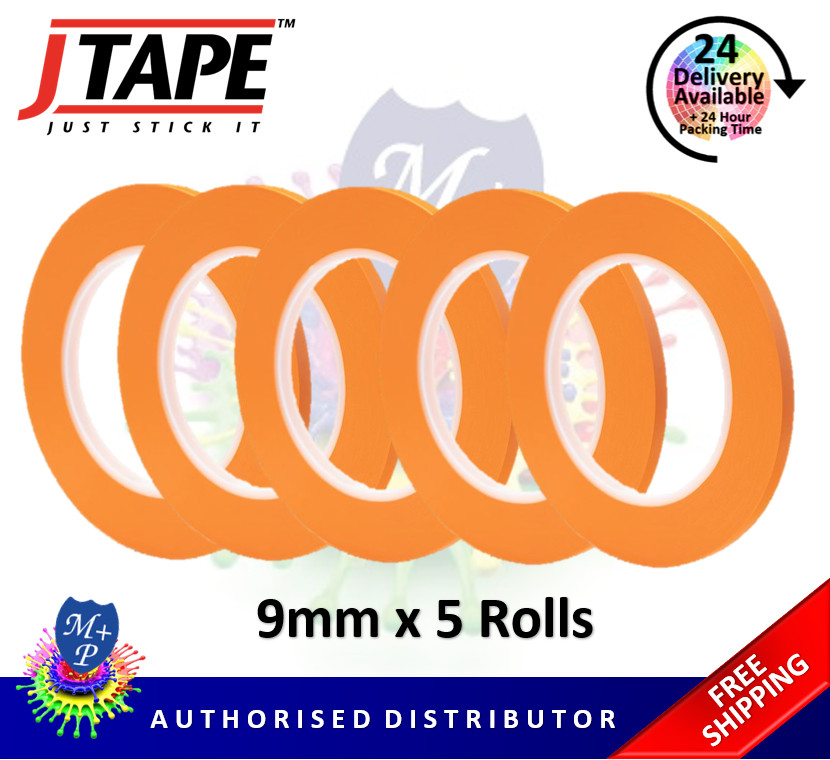 5 X J Tape Fine Line Orange Masking Tape Detailing Heat Resistant 9mm x 55m