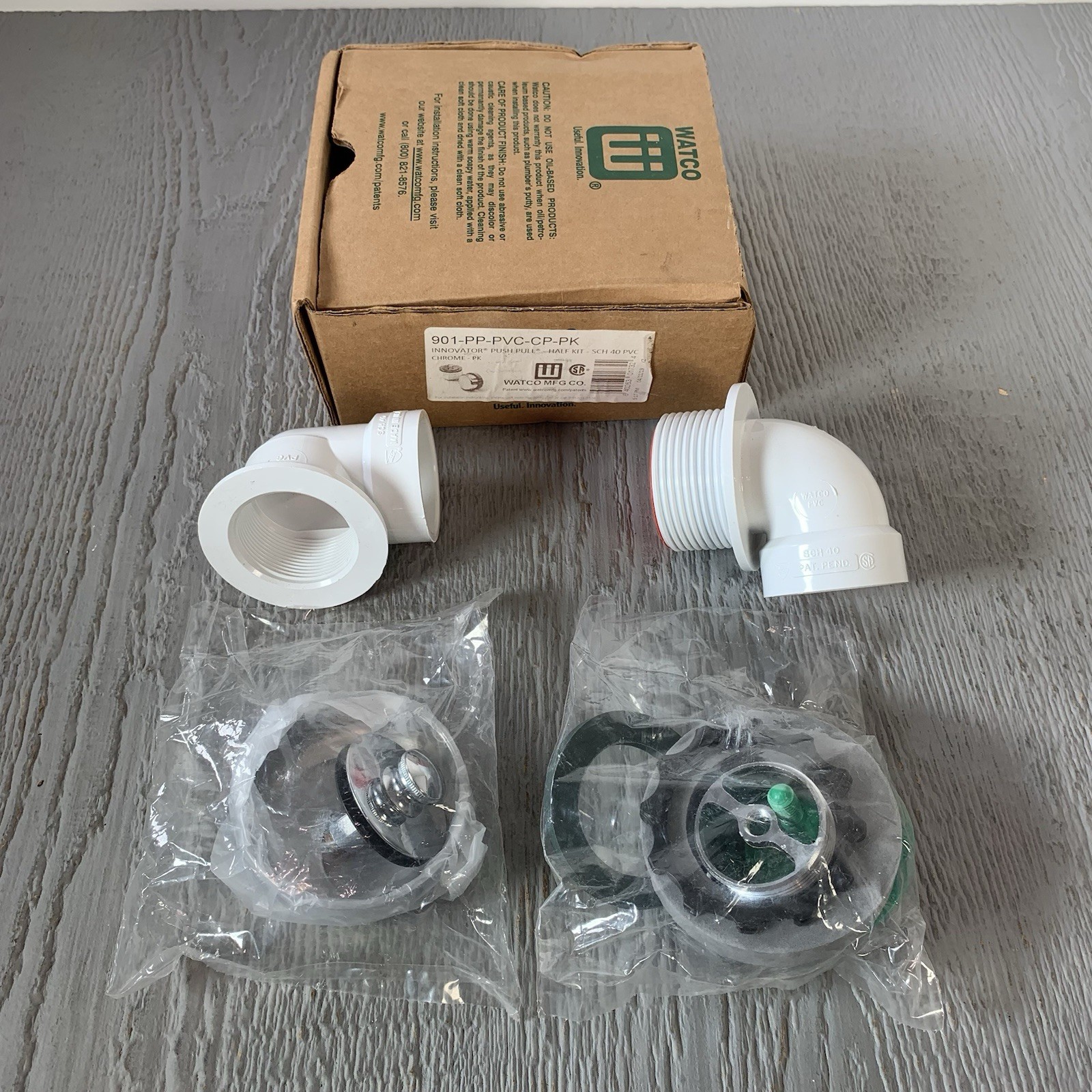 Watco 901-PP-PVC-CP-PK Innovator Push Pull Half Kit - SCH 40 PVC CHROME - PK