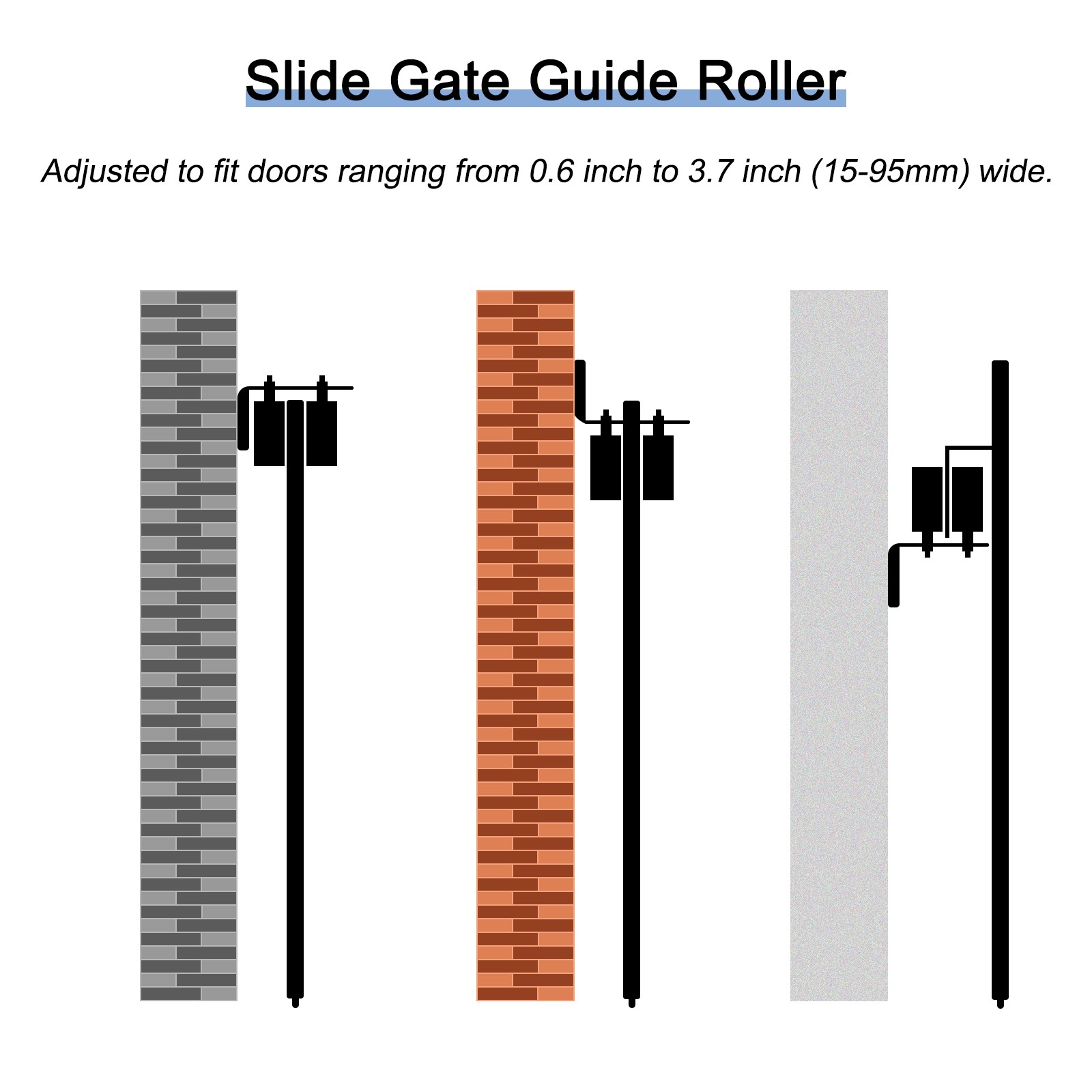 Slide Gate Guide Roller with l Post Bracket 2.4" Nylon Rollers Gate Black