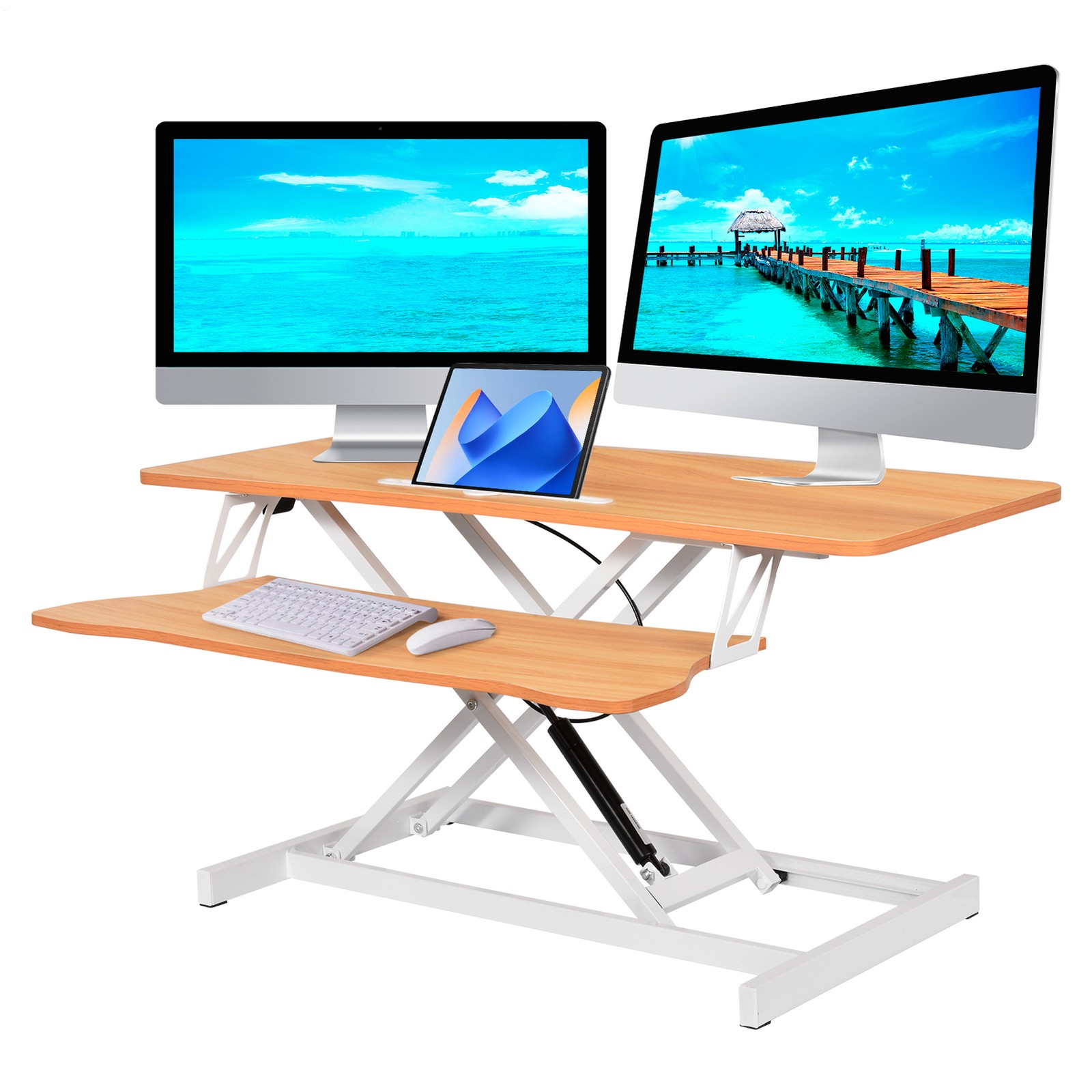 37 Sit-Stand Desk Riser Adjustable Converter Rustic