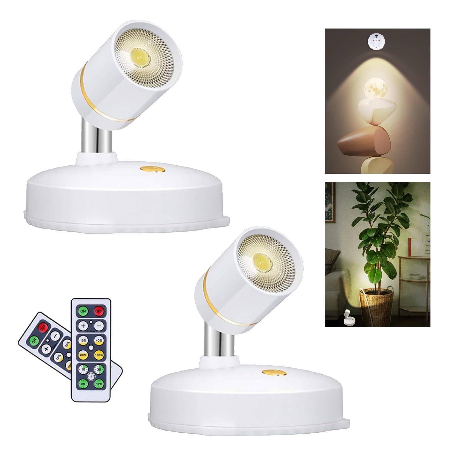 Battery Operated Spotlight,LED Cordless Spot Lights Indoor with Remote, Wireless