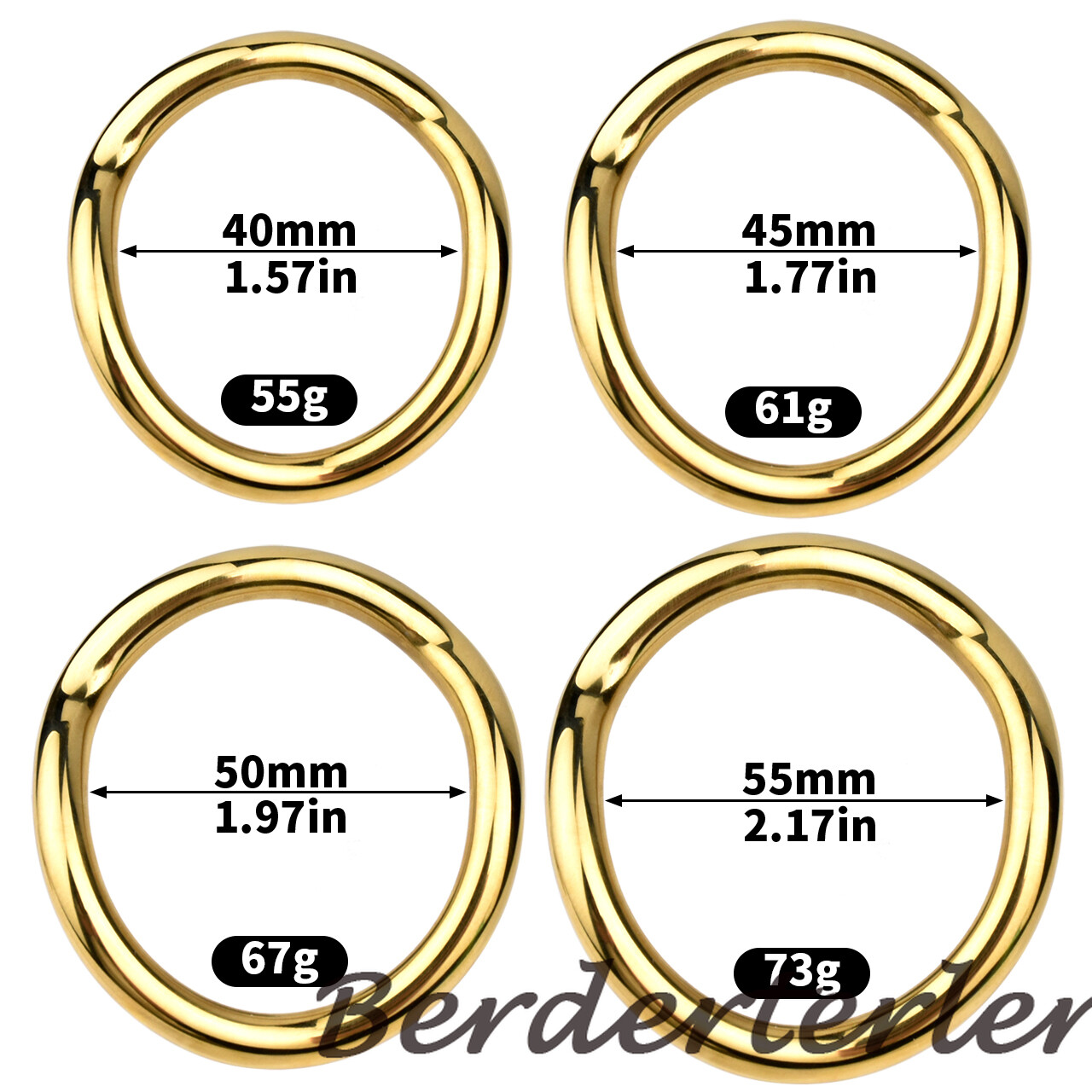 Chrome Golden Metal Rings Delay Ejaculation Curved Rings for Men Ball Stretcher