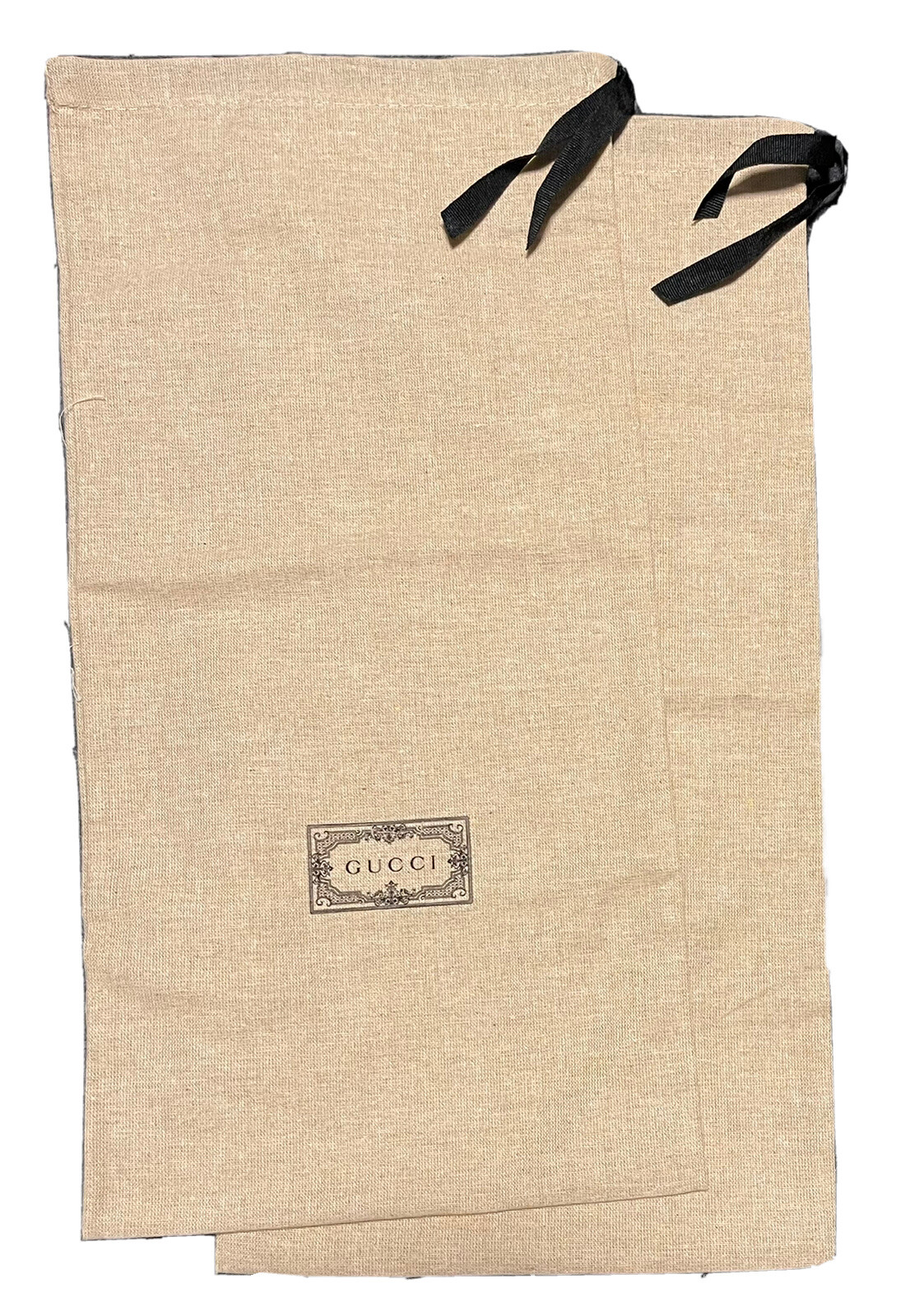 Gucci Shoe Dust Bags, 1 PAIR of Drawstring Cotton Storage Travel Bags 8.5” x 17”