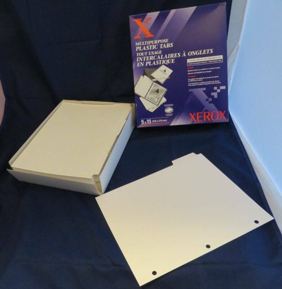 New XEROX 202521 Multipurpose Plastic Tabs 9 x 11 Page Dividers 252 Sheets White