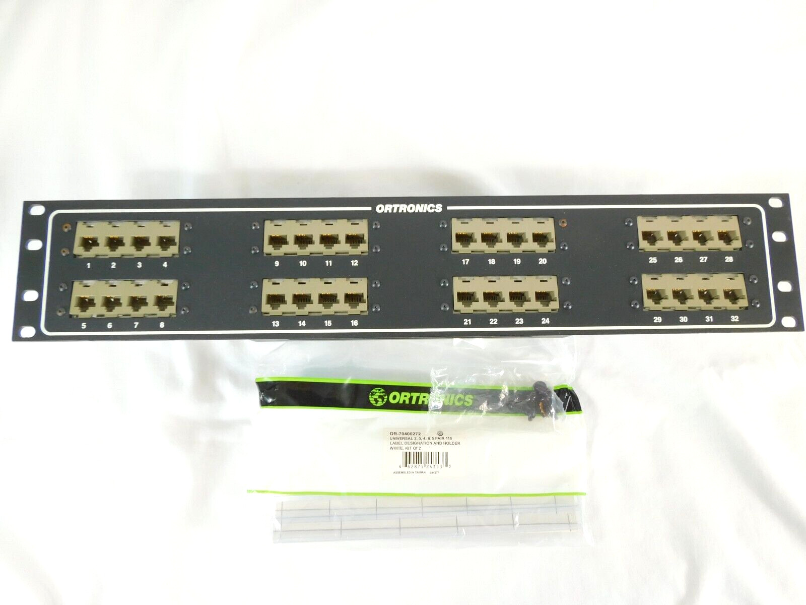 T1 Panel 32-Port RJ48X Keyed Jacks Ortronics 809045047 Shorting Bar to 110