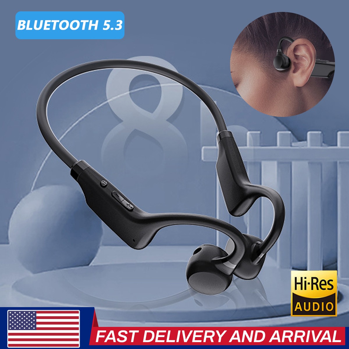 Outdoor Bone Conduction Headphones Bluetooth 5.3 Wireless Earbuds Sport Headset