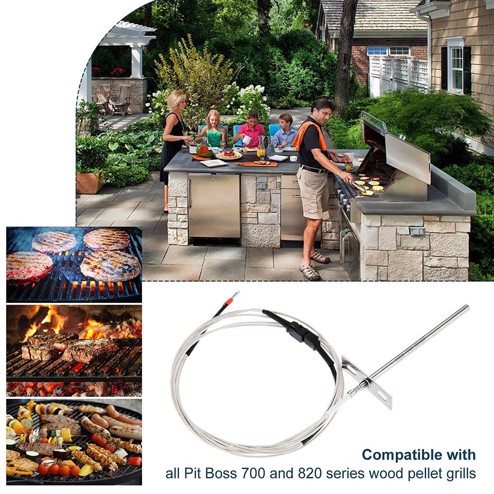 Temperature Probe Sensor Fit For Pit Boss 700/820 Series Pellet Grillls BBQ