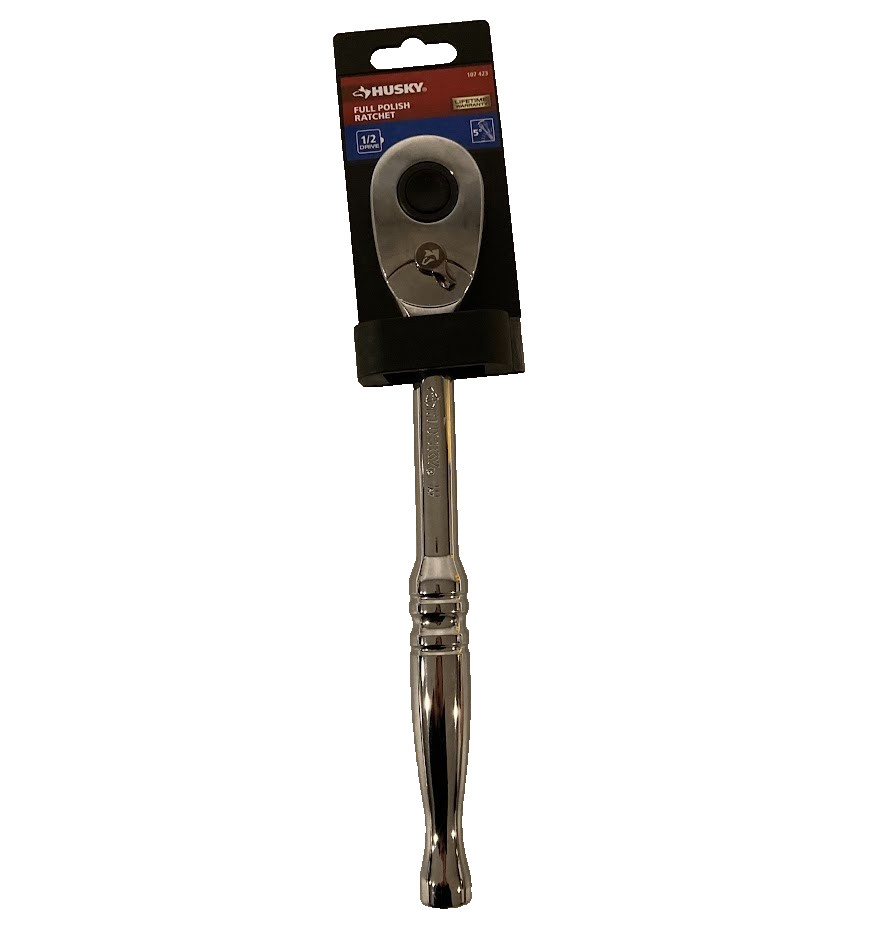 New! HUSKY 1/2" Drive Full Polish 72 Tooth RATCHET w/Push Button Release #107423