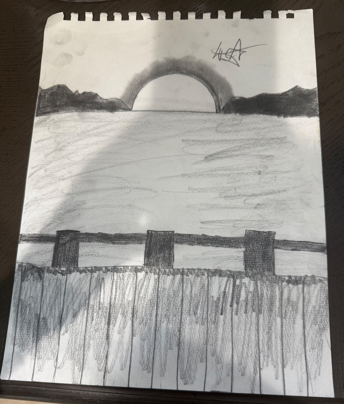Sunset Pier Drawing