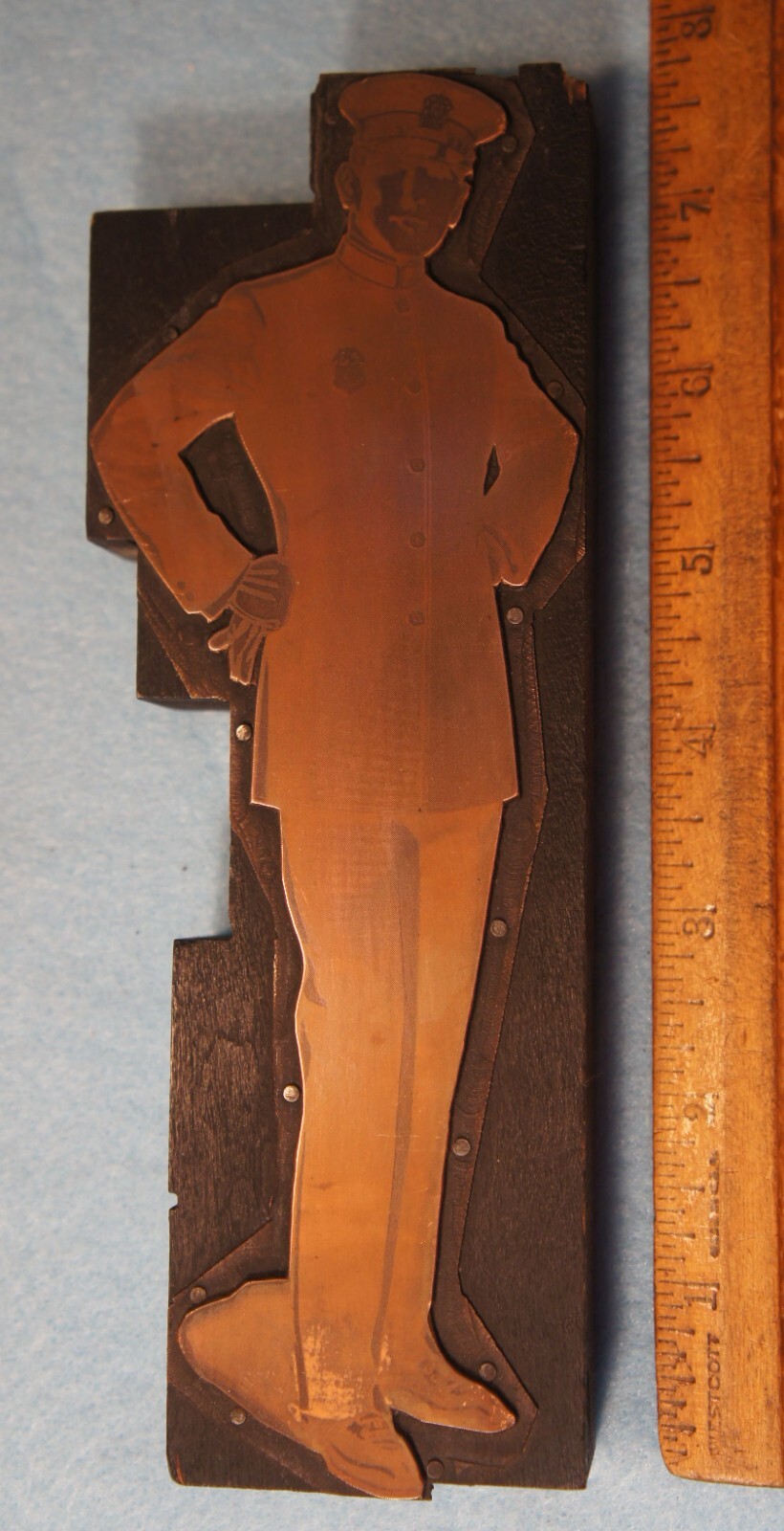 Antique Copper Printing Block POLICE  IN DRESS UNIFORM * MC LILLEY TP811