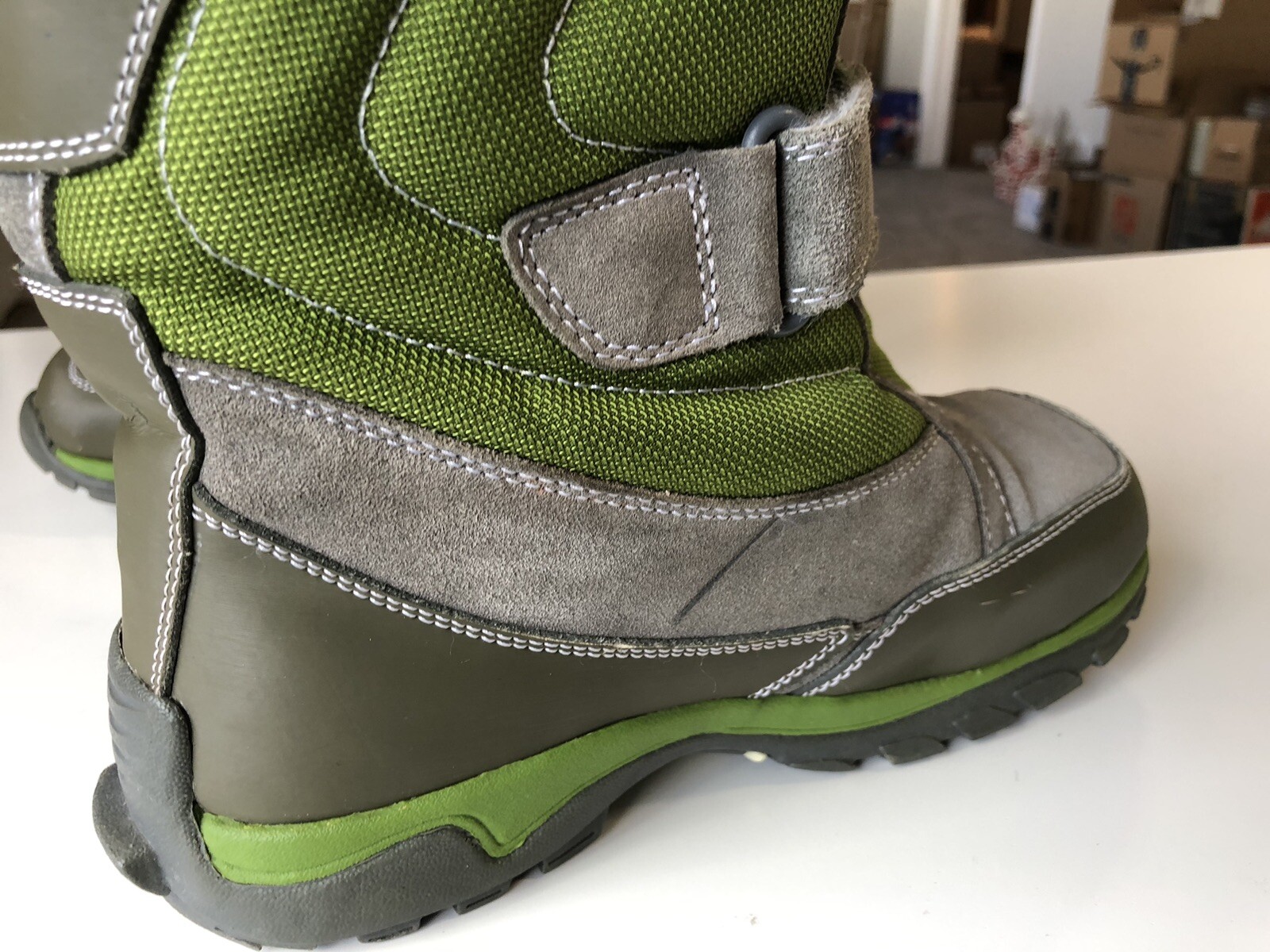 Lands End YOUTH 4 Winter Snow Boot Insulated Rubber Sole 326957 Green Suede