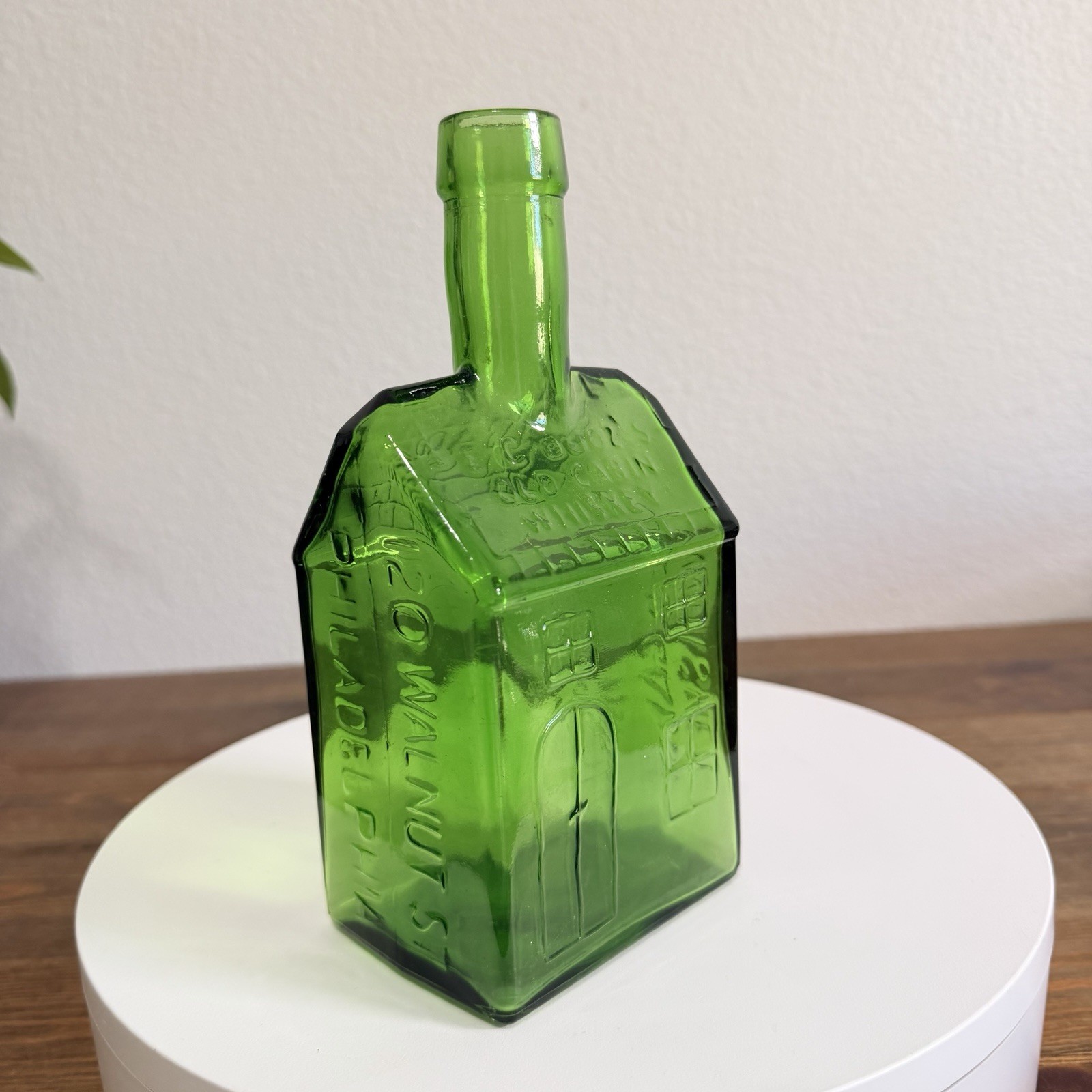 Vintage Green Glass E. C. Booz’s Old Cabin Whiskey Bottle 1840 Philadelphia