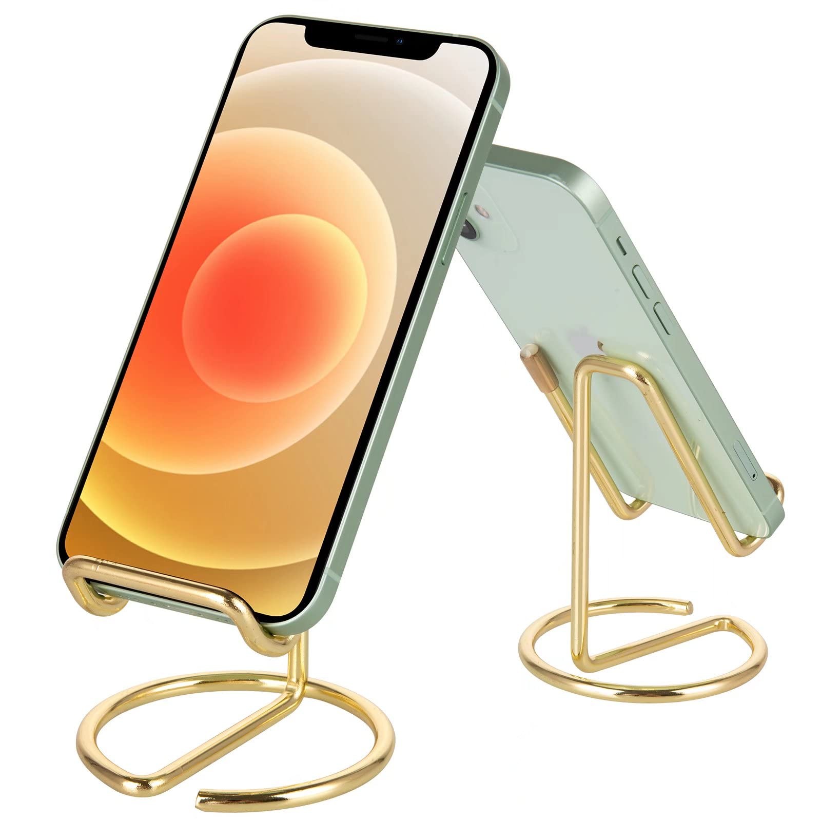 ROPOSY Cell Phone Stand for Desk, Cute Metal Gold 1 pack, gold