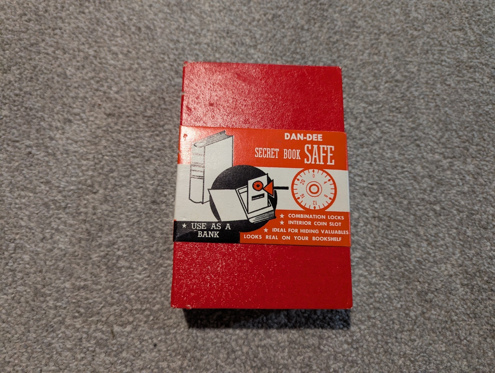 Dan-Dee Secret Book Safe Vintage Red Combination Lock Bank