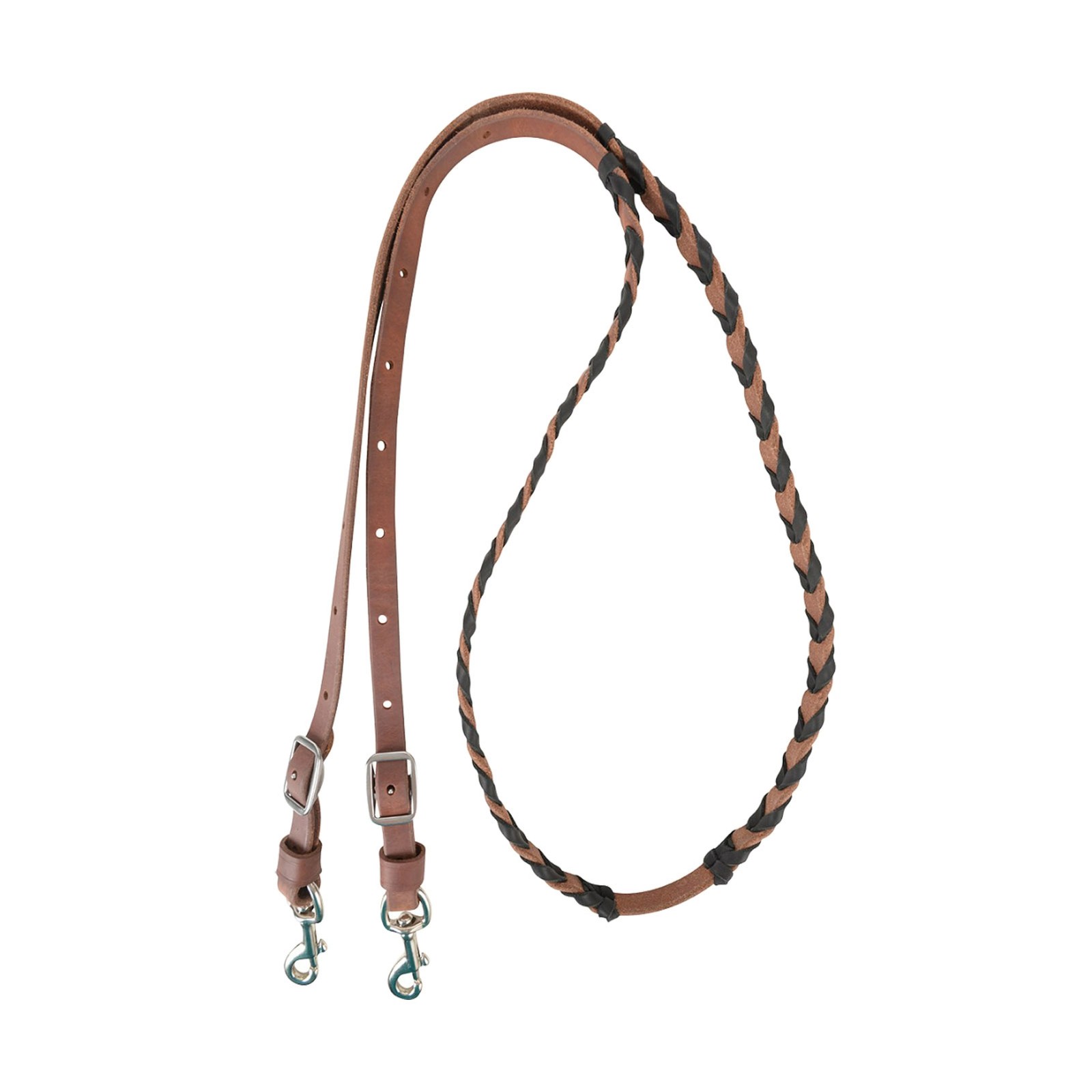 MARTIN Latigo Laced Barrel 3/4in Thick Buckle And Keeper Snap Ends Black Rein