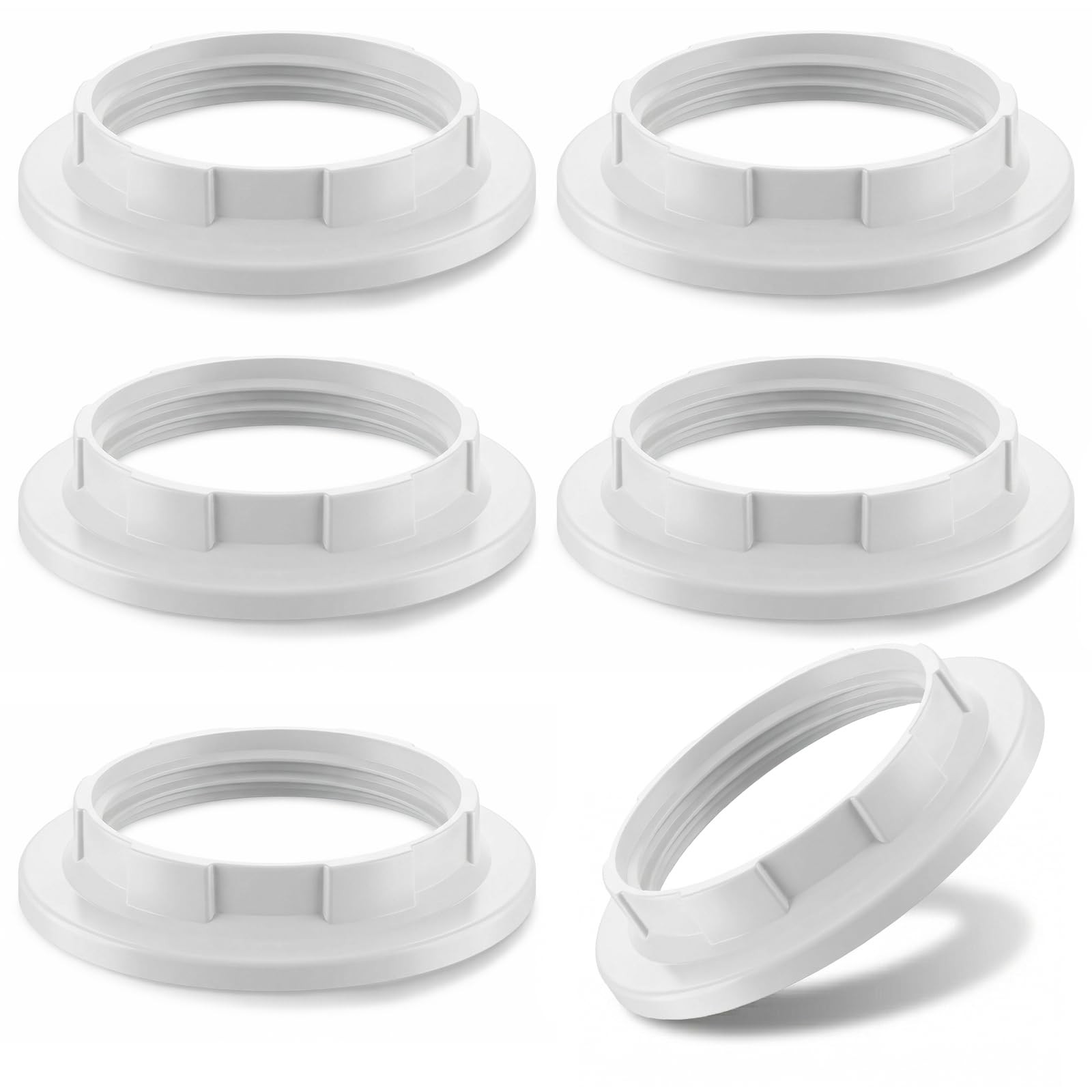 6 PCS Lamp Shade Rings, White Plastic Retaining Rings E26 E27 Sockets Ring, S...