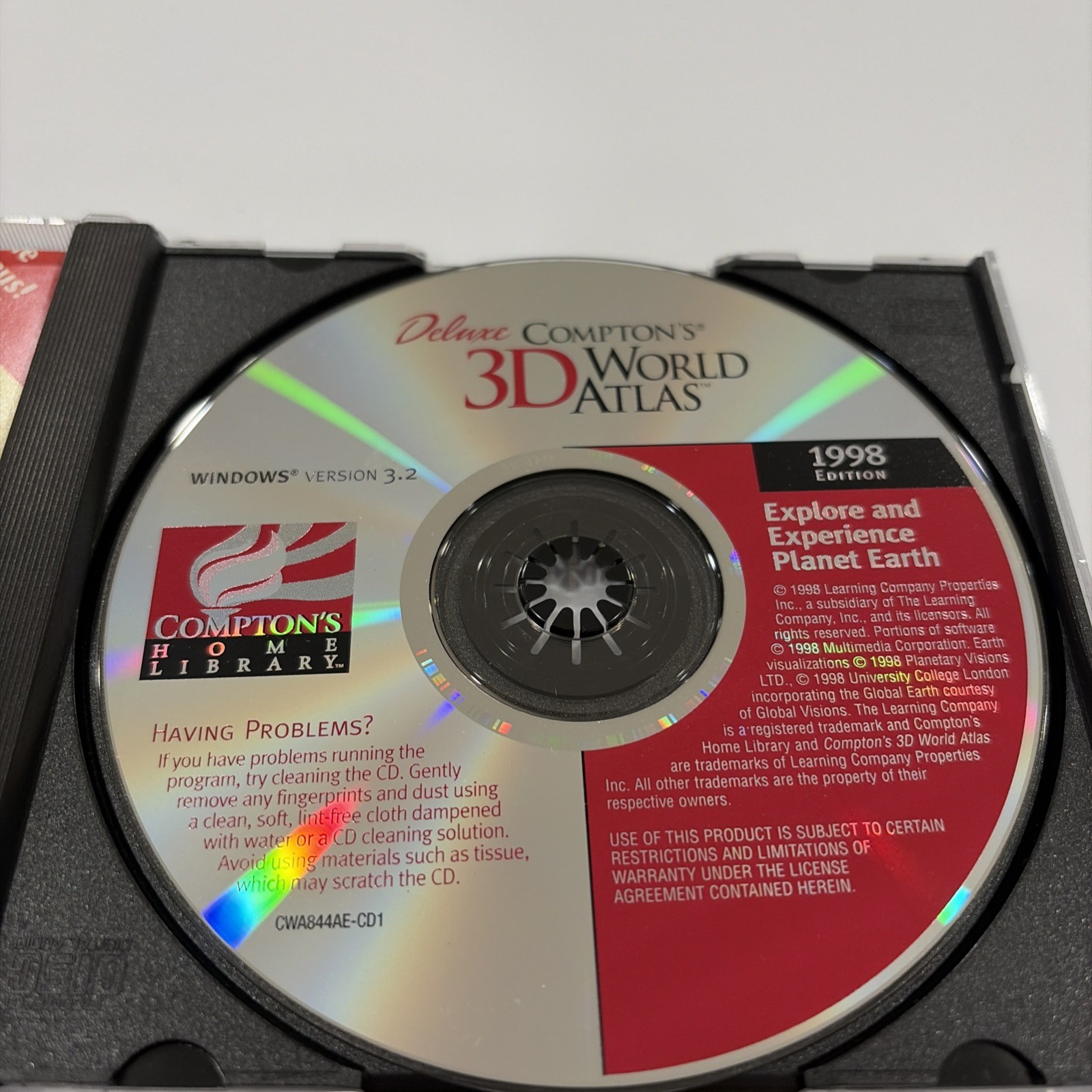 Compton’s 3D World Atlas Deluxe 1998 PC CD-ROM Educational Software
