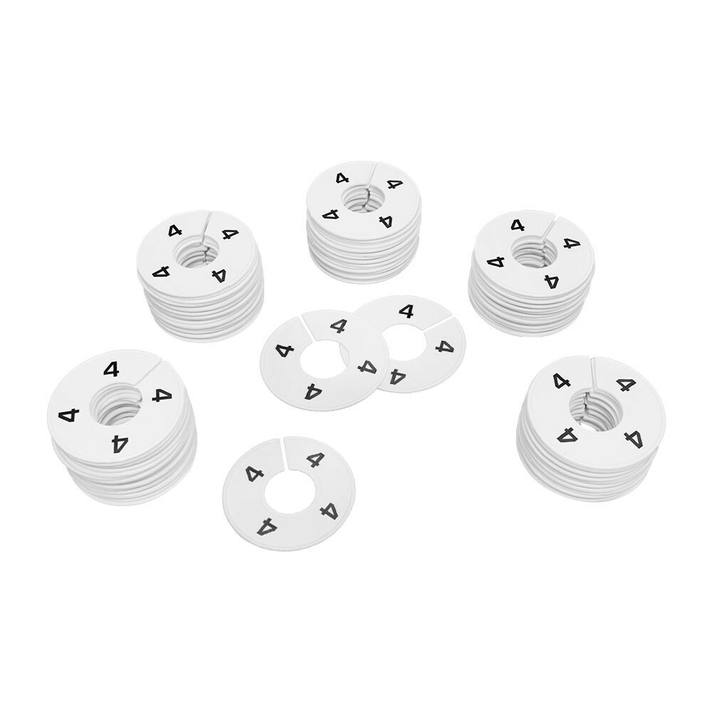 10 PC 3-1/2" Clothing Rack Sizes 4 Dividers Hangers White Plastic Round