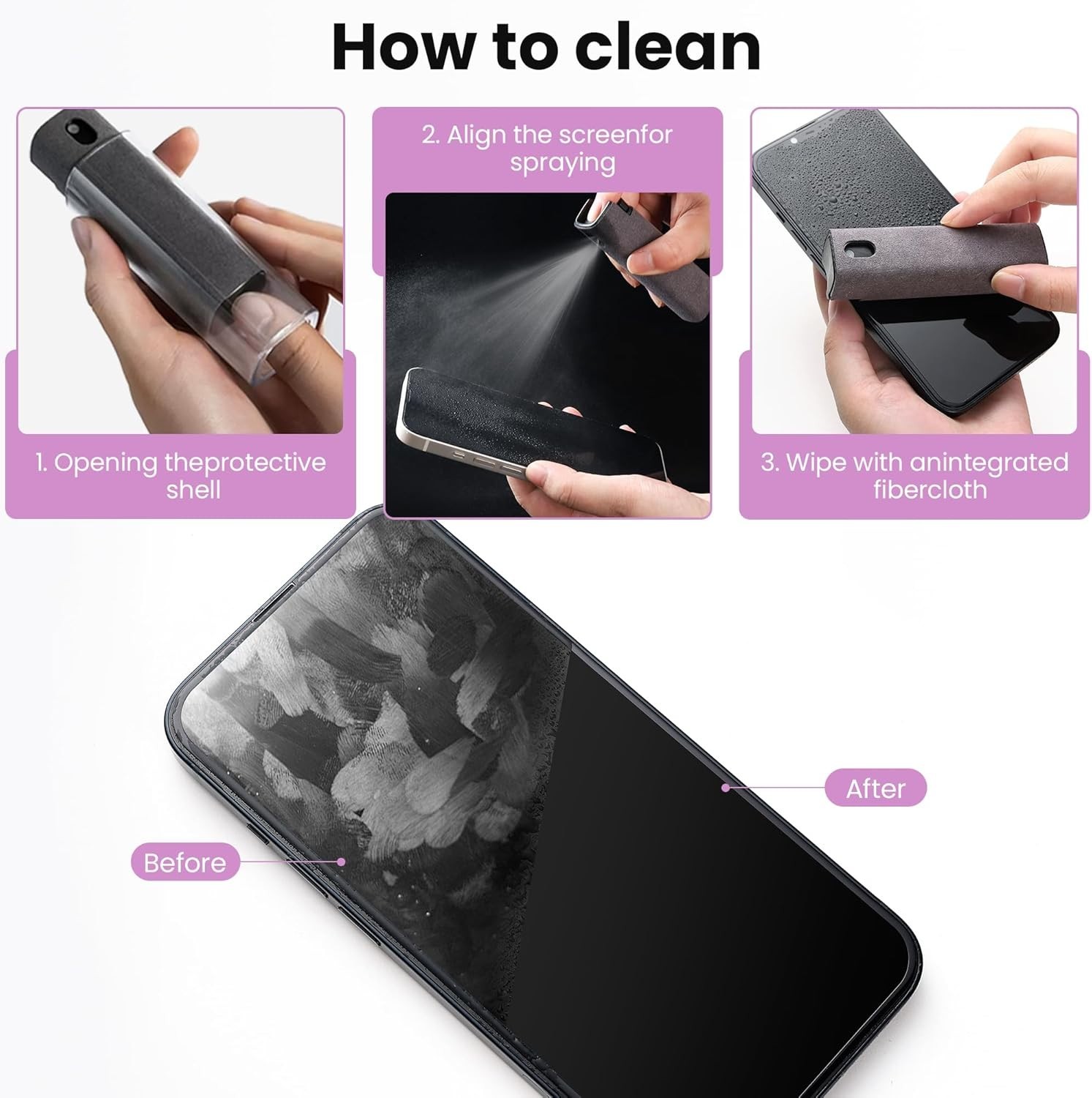 2 Pcs Screen Cleaner Kit, 3-in-1 Touchscreen Mist Cleaner Spray Bottle Tool &...