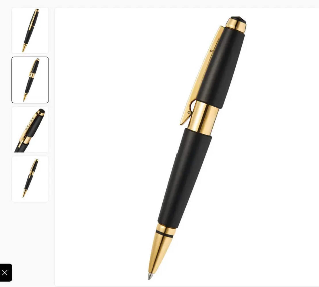 Cross Edge Matte Black Lacquer with Gold PVD Appointments Rollerball Pen
