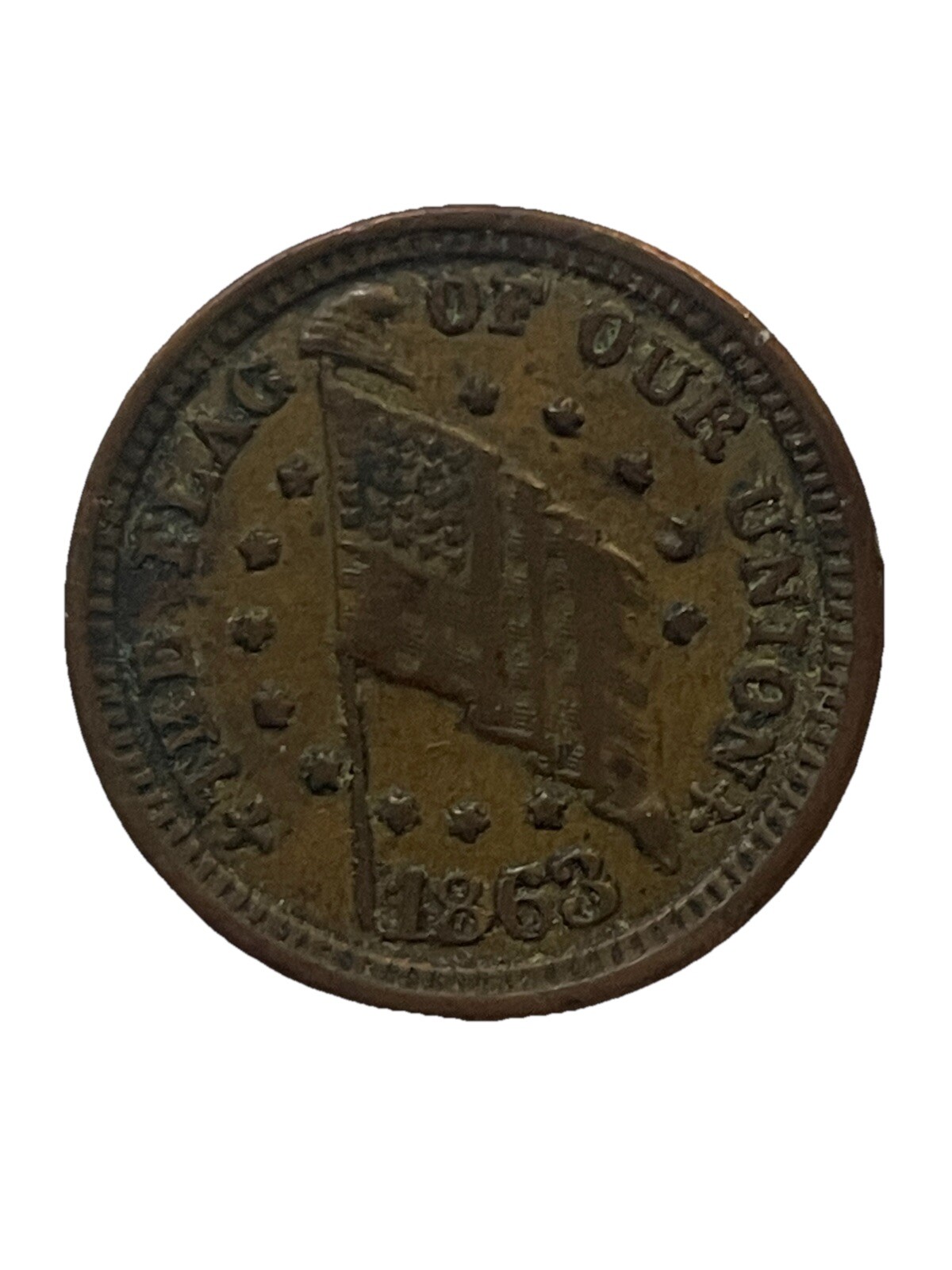 Civil War Token, The Flag of Our Union 1863, Shoot Him on the Spot, TC-237168