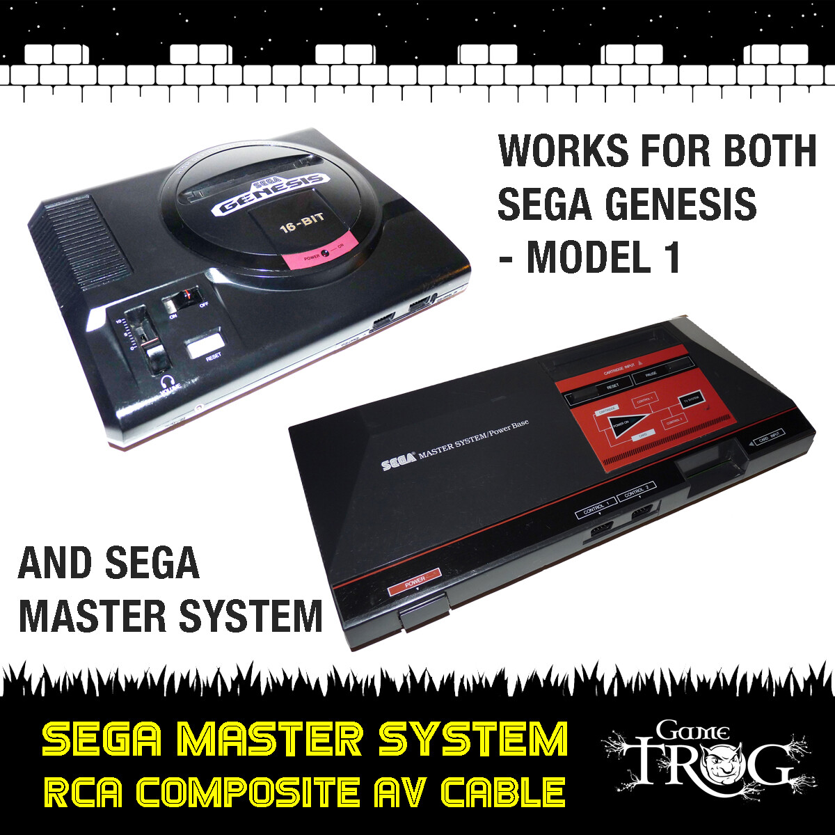 SEGA Master System - Model 1 - RCA Composite Audio Video AV Cable