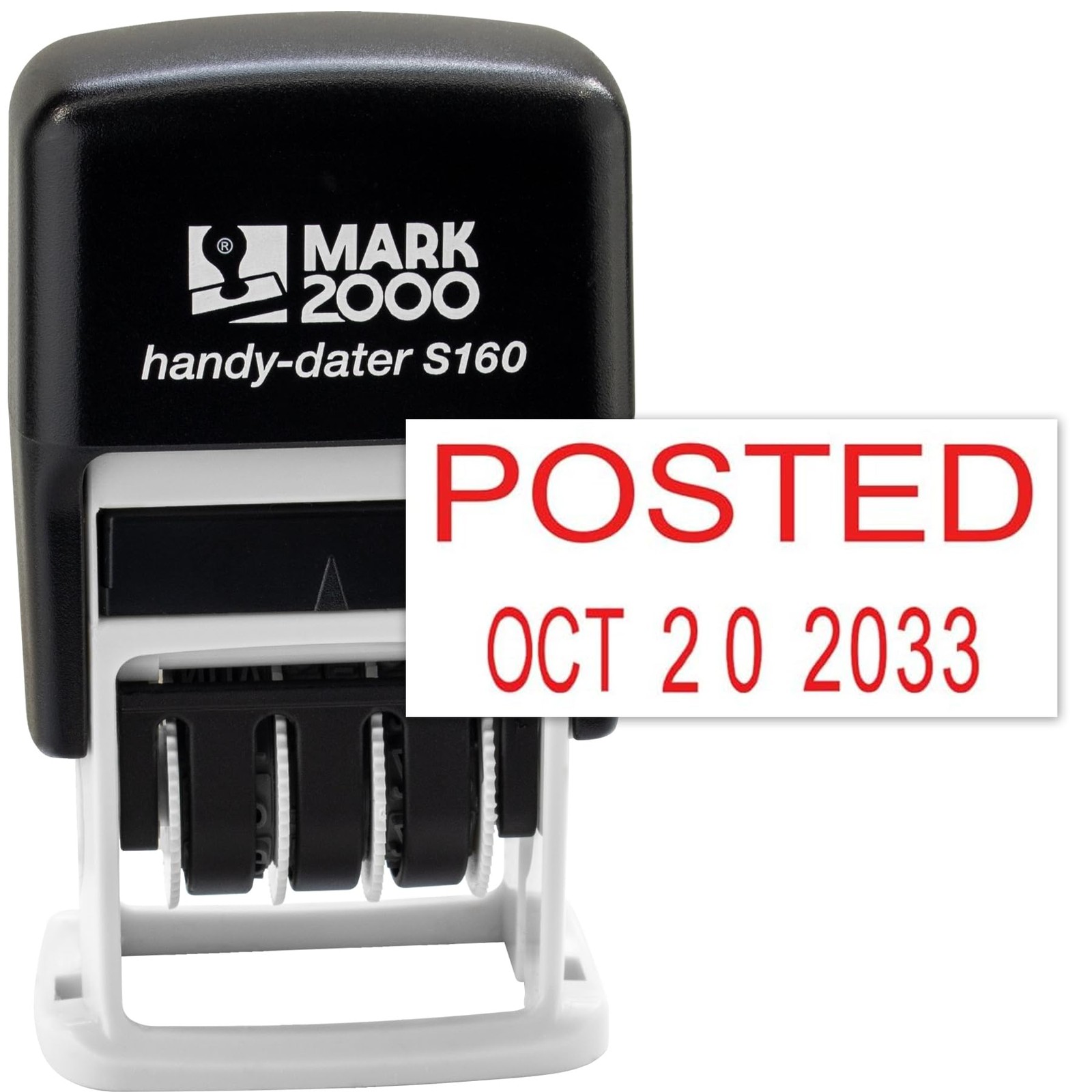 Mark 2000 Self Inking Rubber Date Office Stamp Posted Red Ink S160 12Year