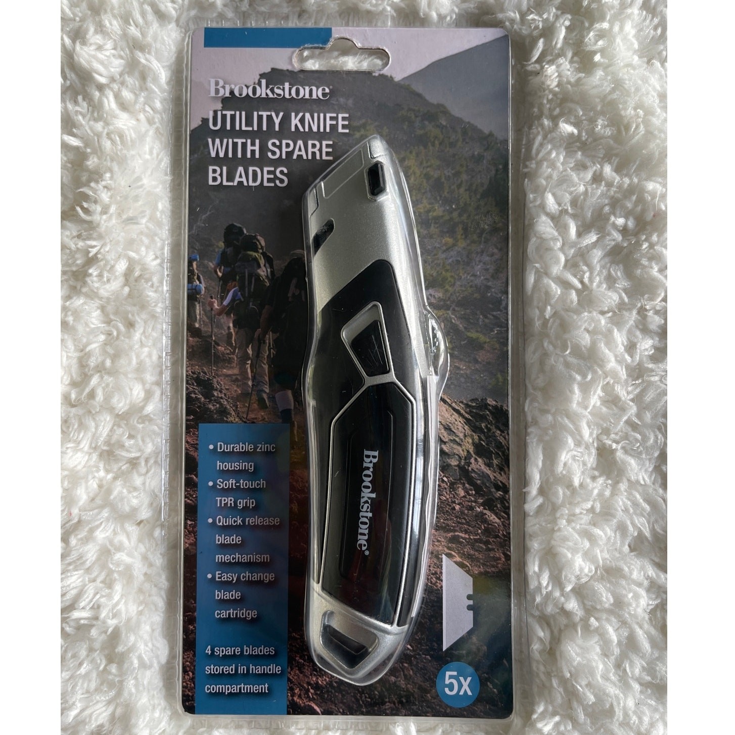Brookstone Utility Knife with Spare Blades TPR Grip & Quick Change System NEW
