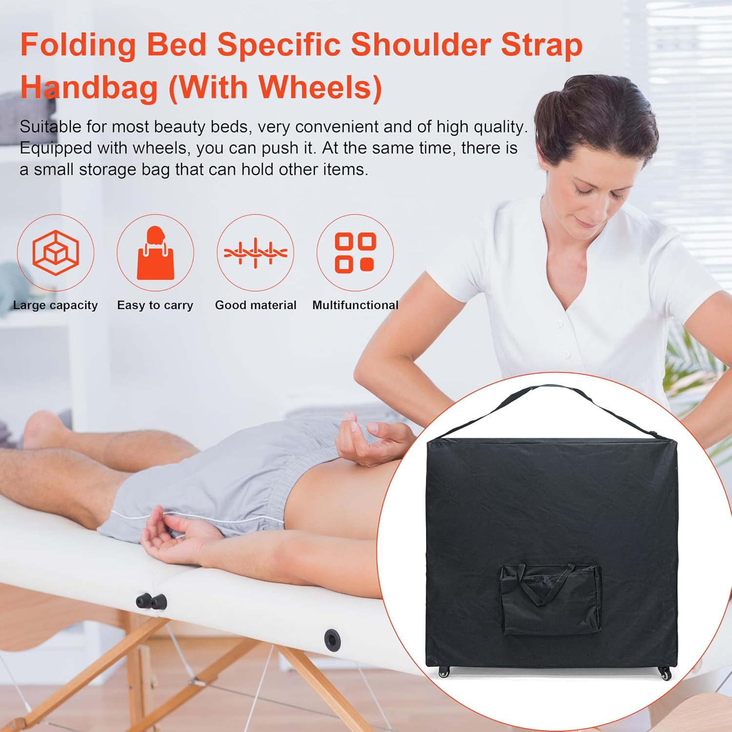 Heavy-Duty Massage Table Carrying Bag with Wheels & Strap - Model ETCB500
