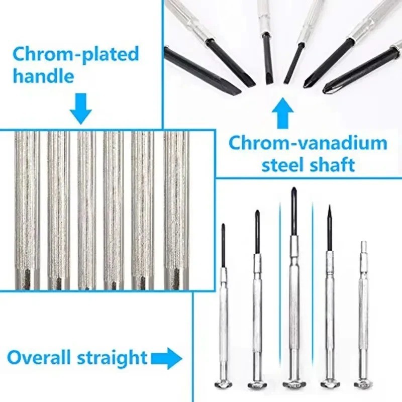 11pc Small Precision Screwdriver Set Mini 6 Sizes Flat Philips for Watch Glasses