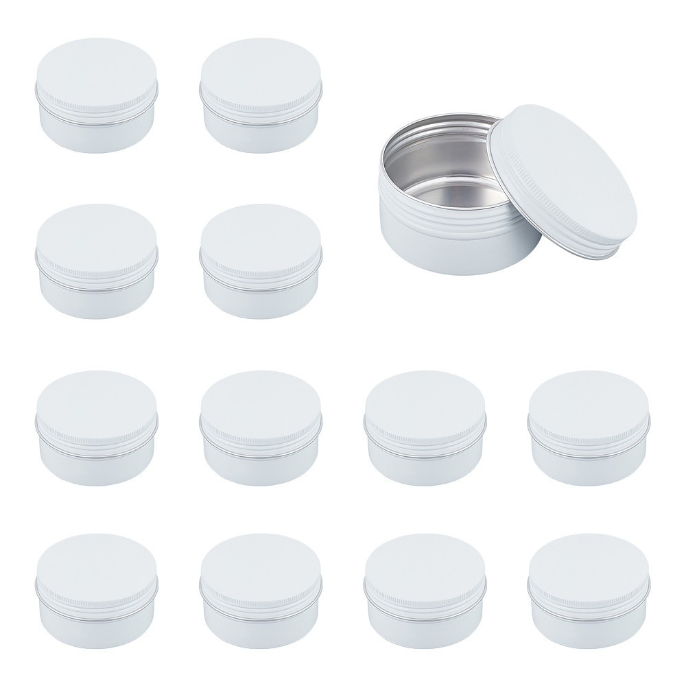 12pcs Round Aluminium Tin Cans Aluminium Jar Storage Containers for Cosmetic