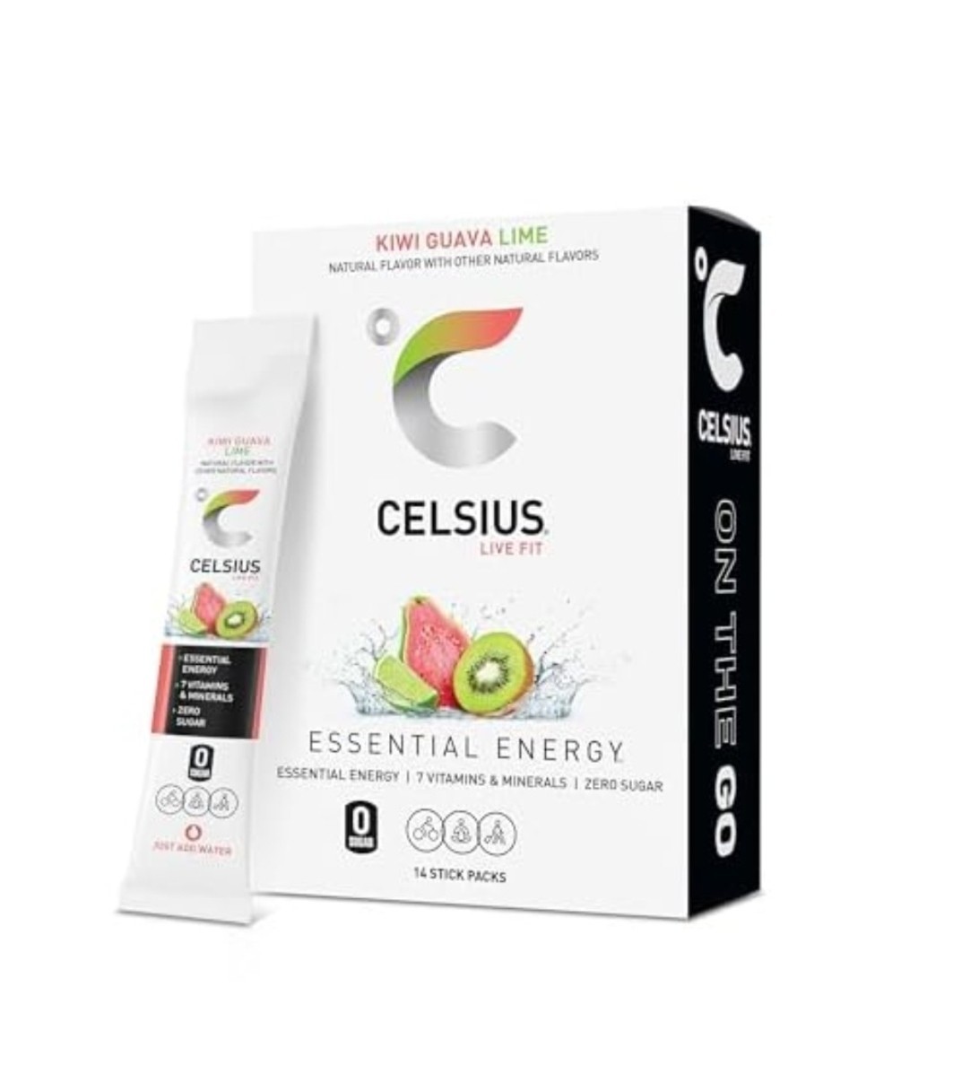 Celsius Essential Energy Powder Sticks Kiwi Guava Lime 14 Pack 200mg