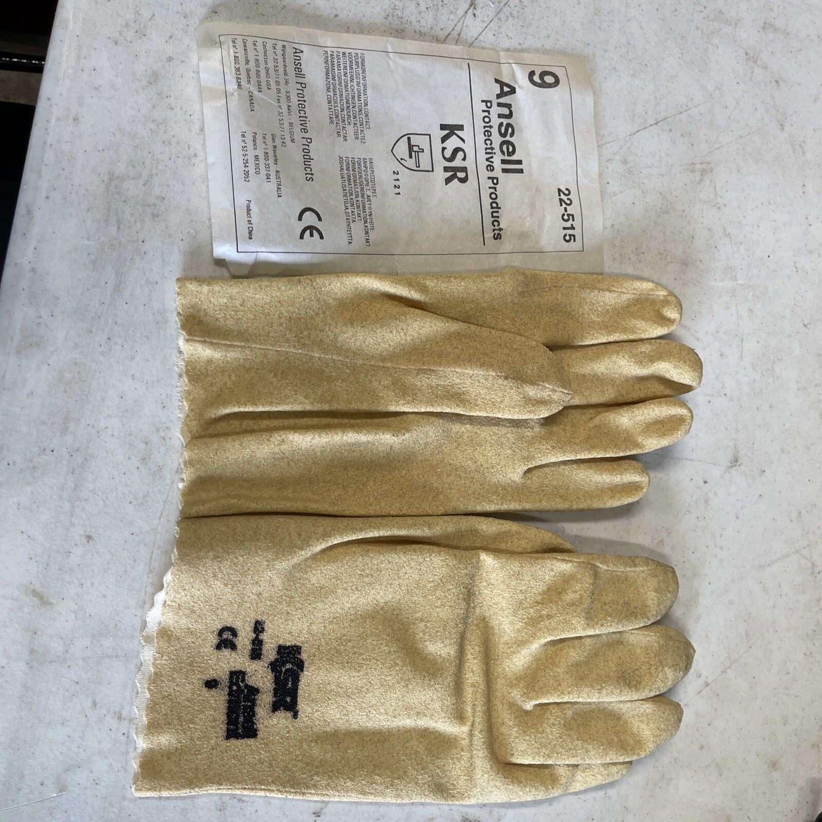 Ansell Ksr® Multi-Purpose Vinyl-Coated Gloves, 9, Yellow