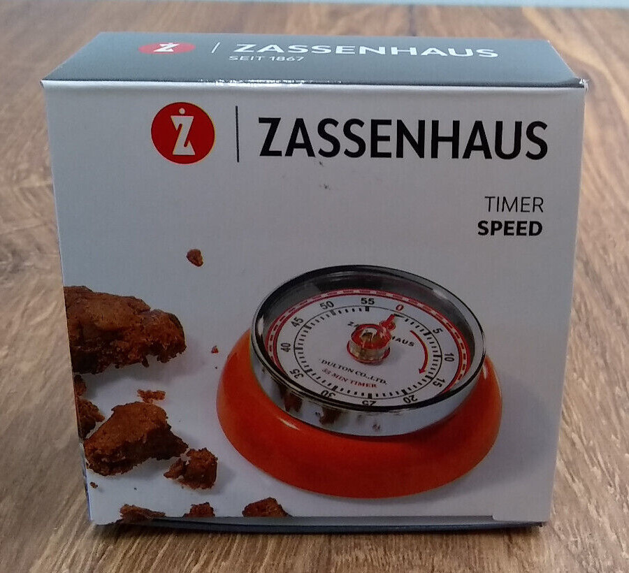 Zassenhaus Magnetic Retro Kitchen Timer, Orange - New
