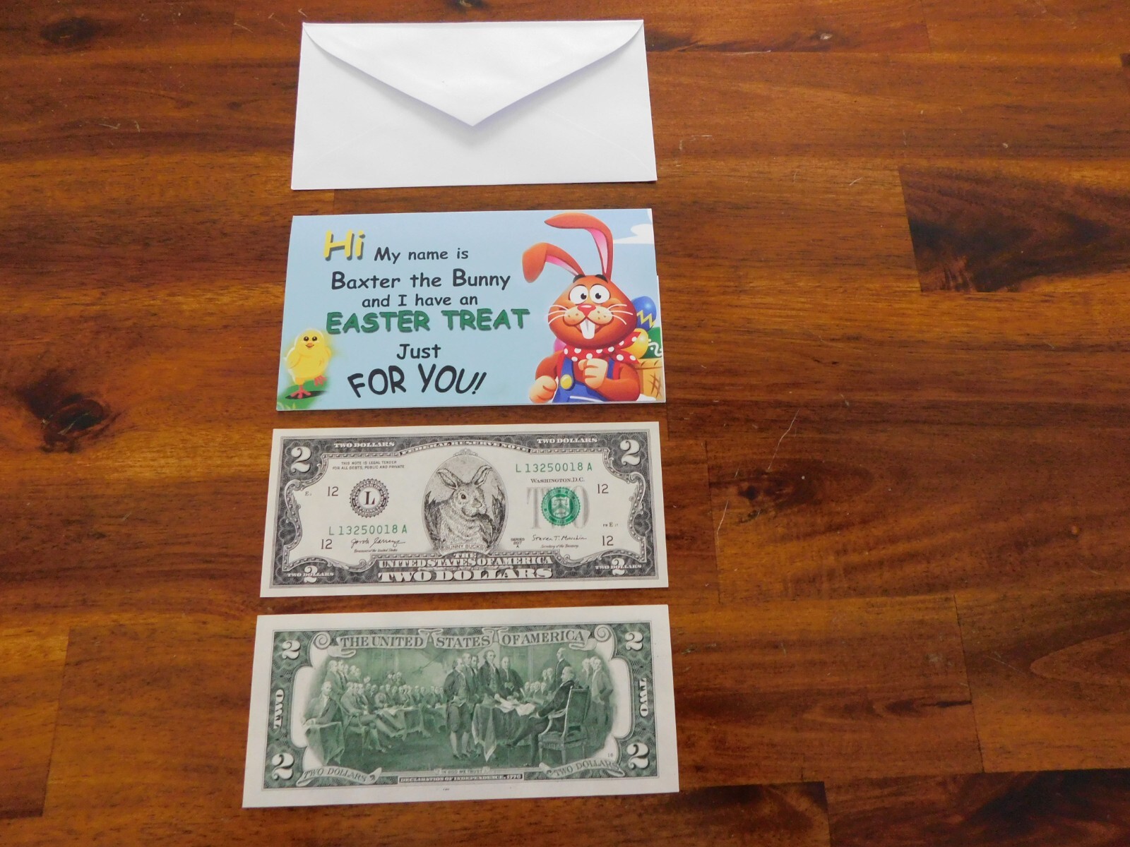 BUNNY BUCKS US $2 TWO DOLLAR BILL NEW CASH BAXTER THE BUNNY NEW FOR 2025.